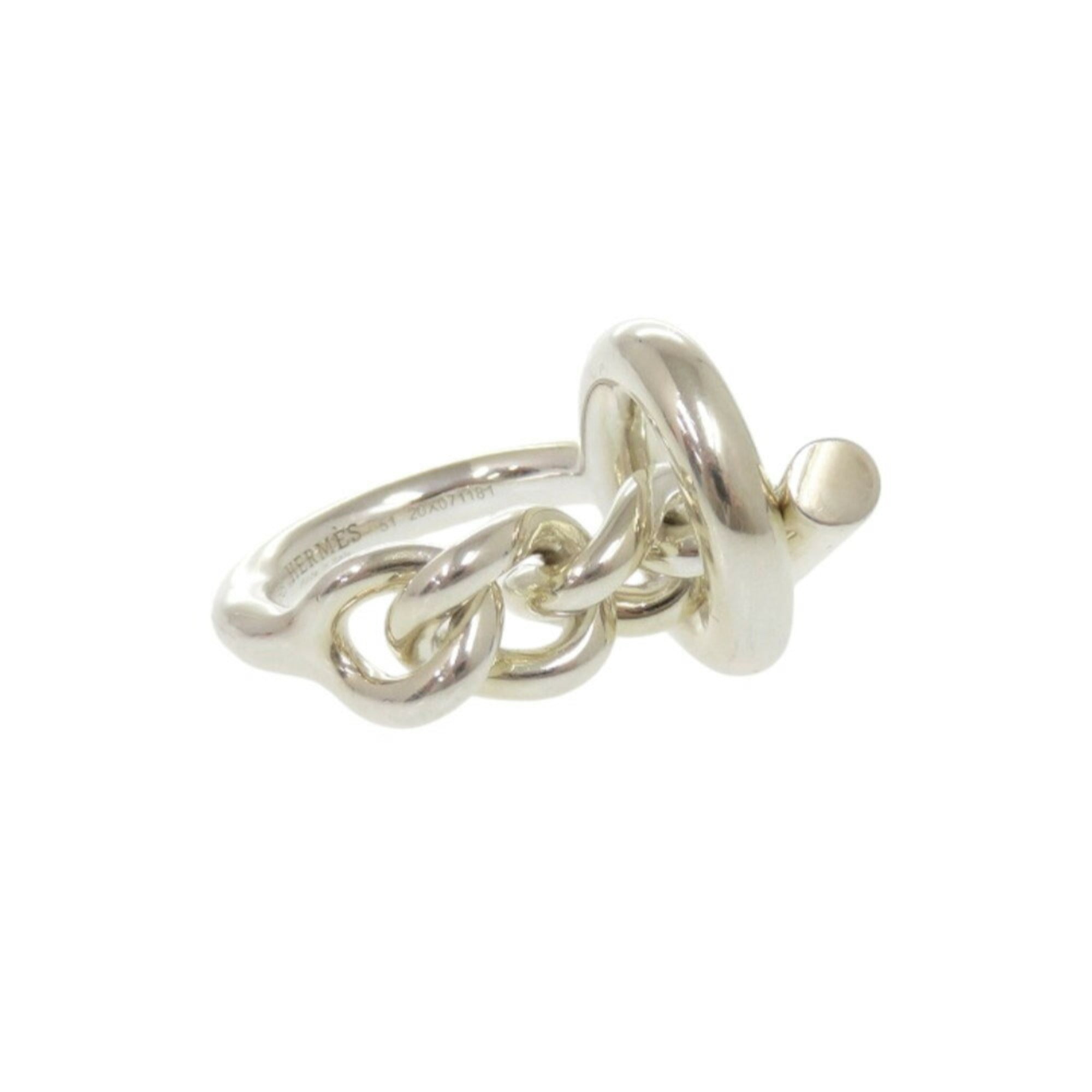 Hermes Silver Silver 925 Band Ring (Pre-Owned)