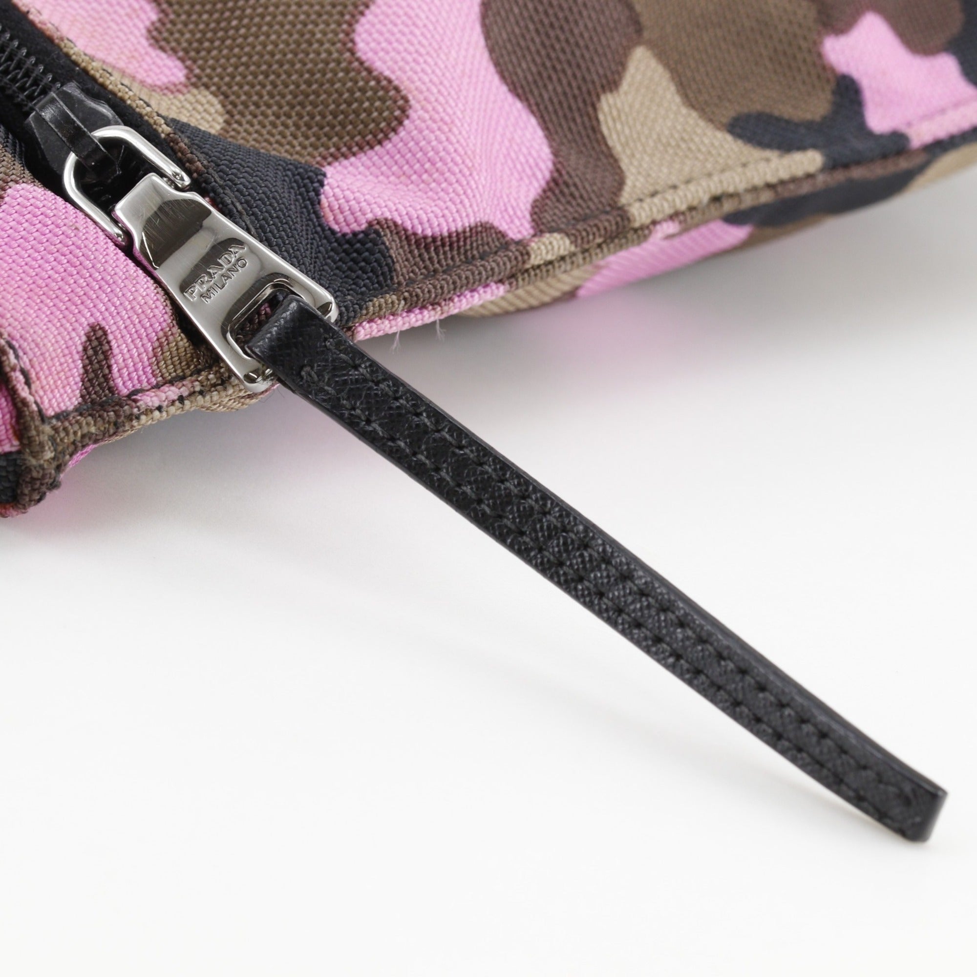 Prada Brown Pink Nylon Canvas Shoulder Bag (Pre-Owned)