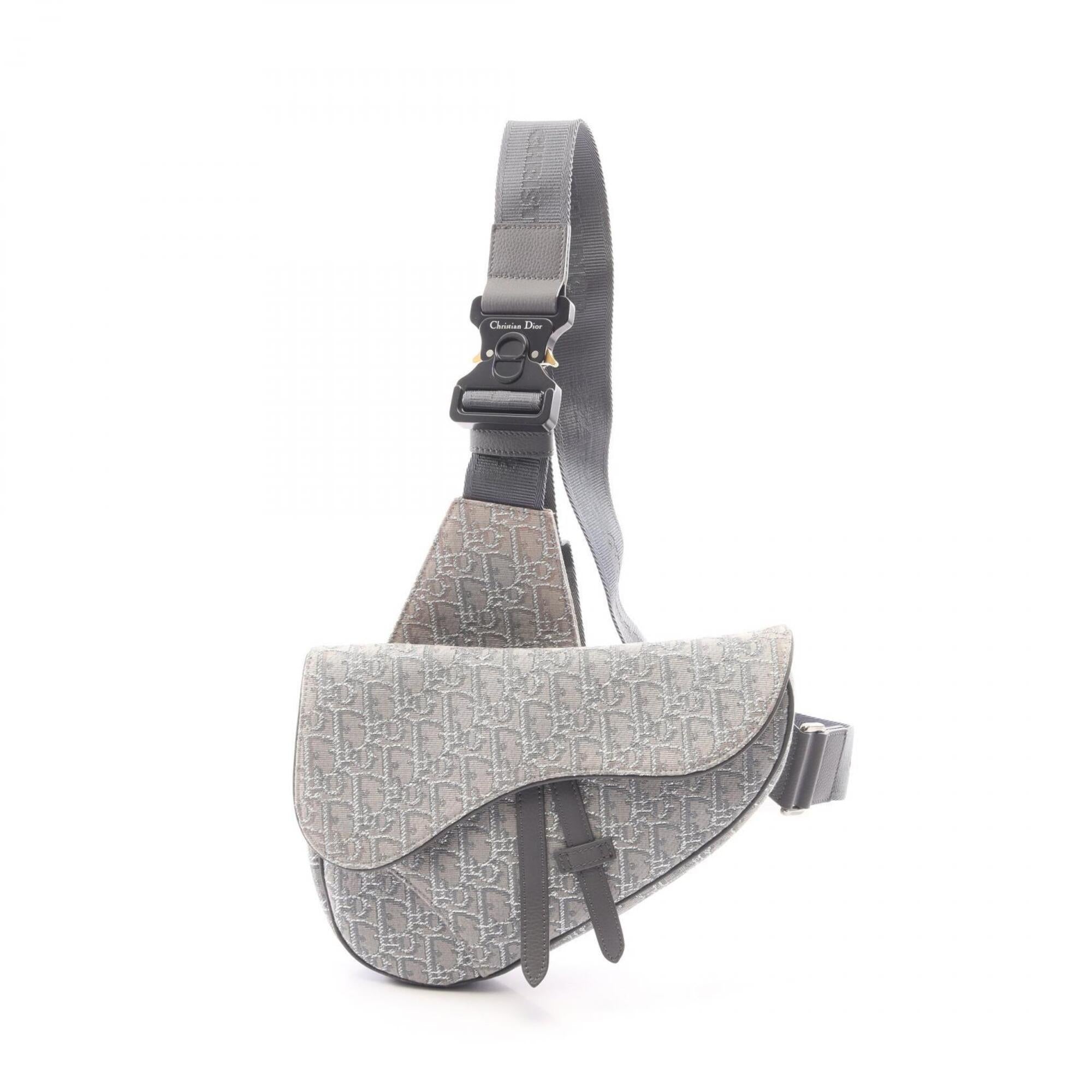 Christian Dior Gray Canvas Leather Fanny Pack Handbag Saddle Bag (Pre-Owned)