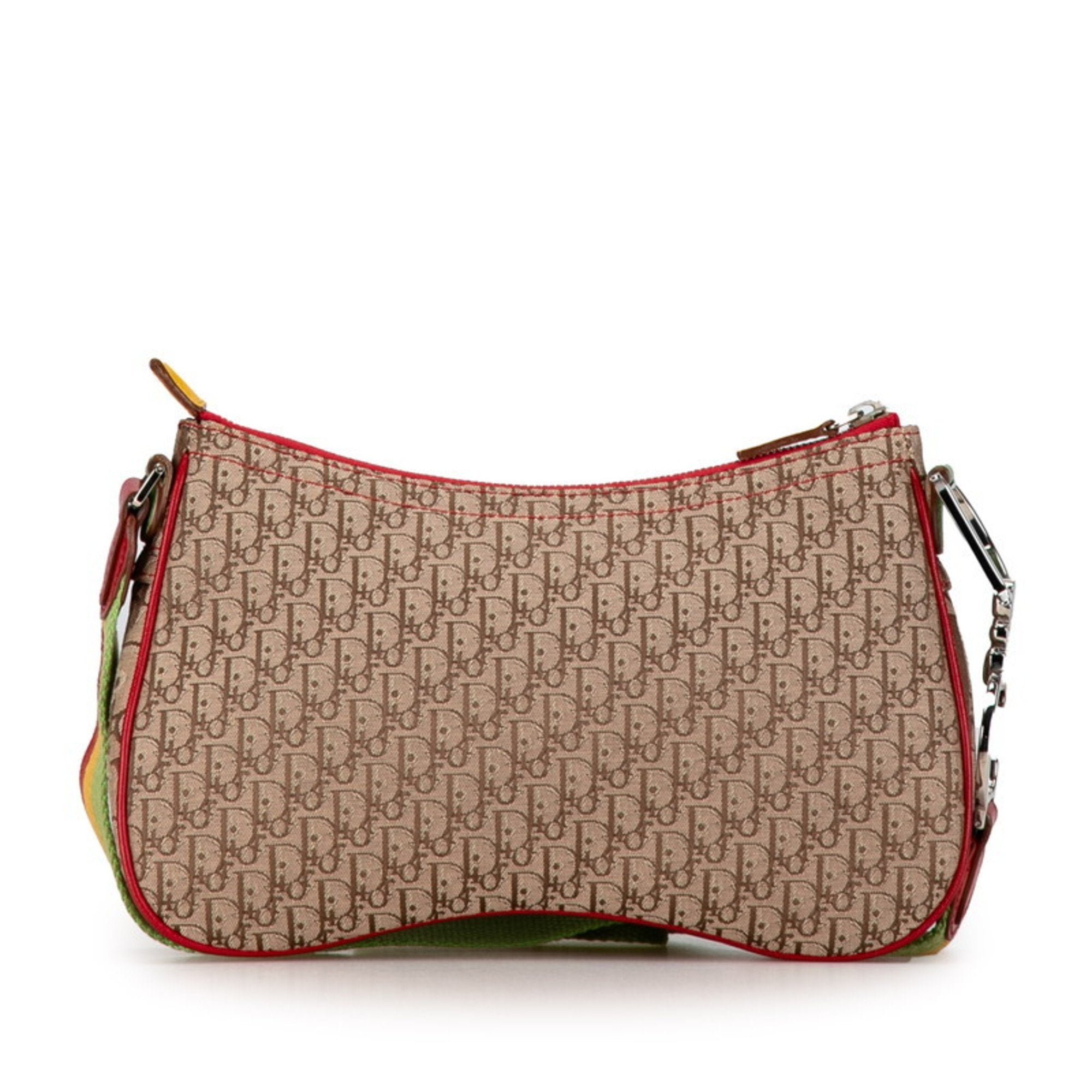 Christian Dior Beige Brown Yellow Canvas Leather Handbag Pochette Pouch Shoulder Bag (Pre-Owned)