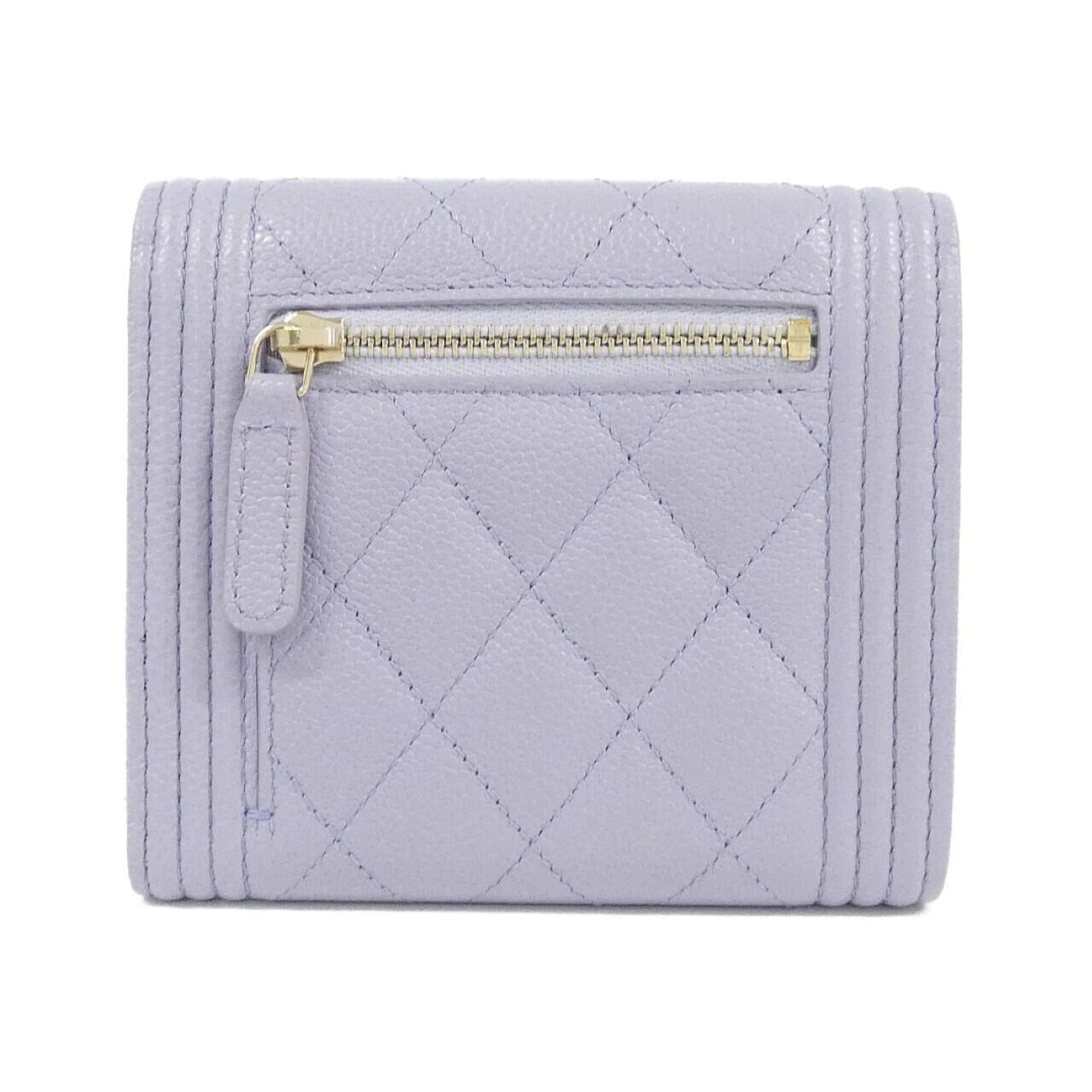 Chanel Light Purple Grained Calfskin Wallet (Tri-Fold) (Pre-Owned)