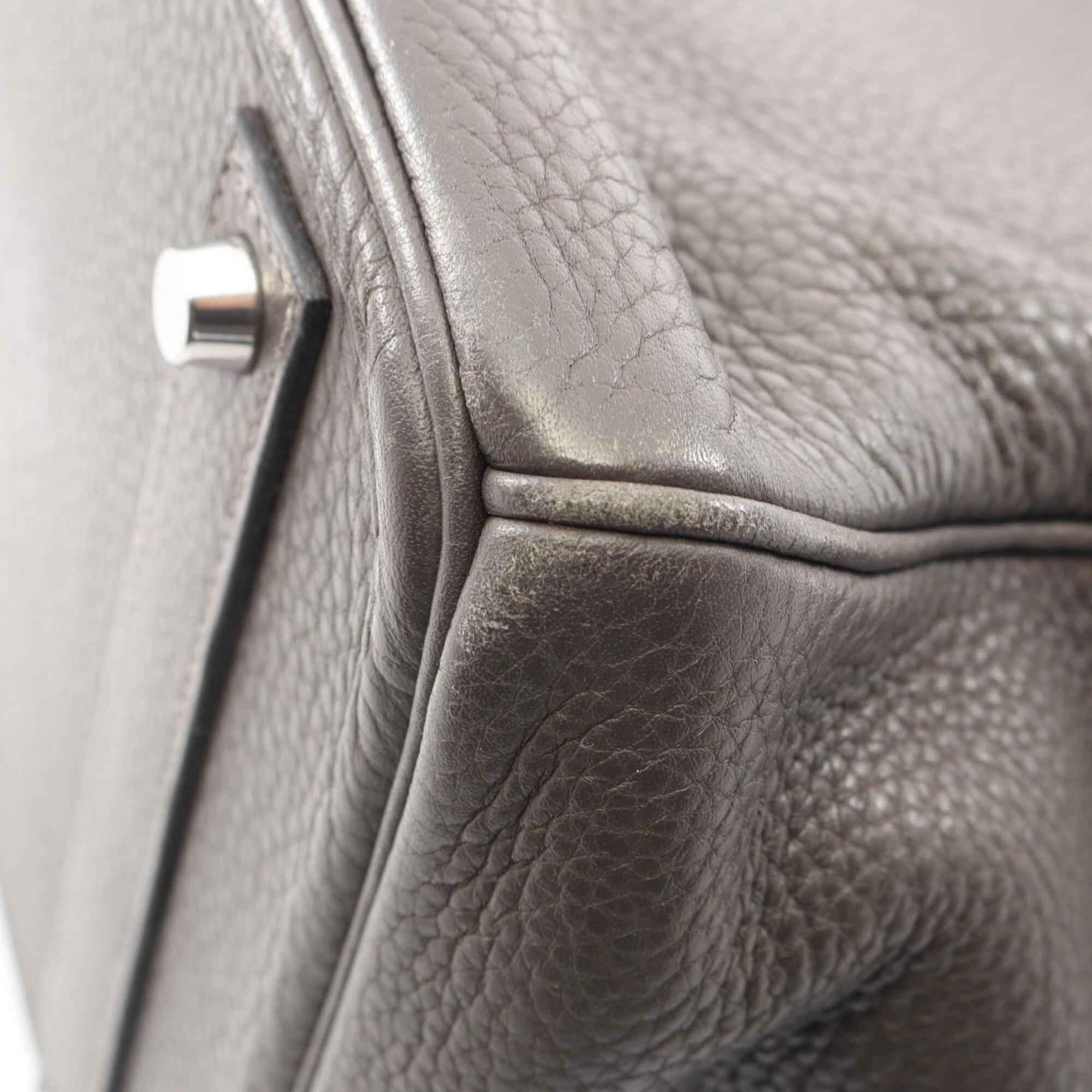 Hermes Gray Taurillon Clemence Leather Handbag (Pre-Owned)