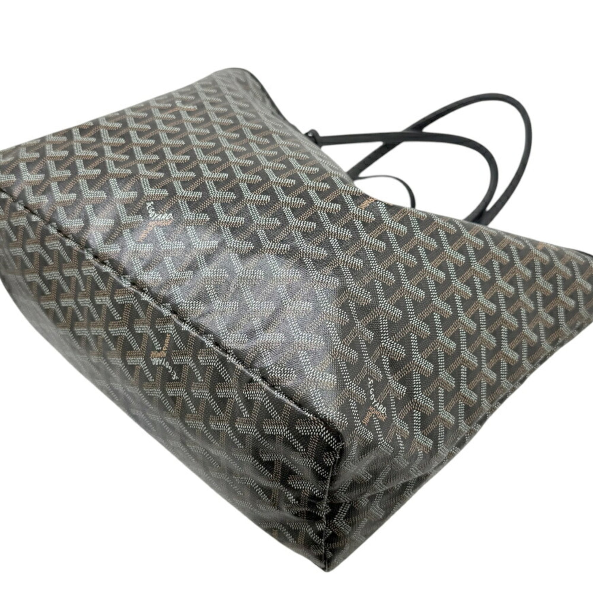 Goyard Saint Louis Black Brown Coated Canvas Leather Pouch Shoulder Bag Tote Bag (Pre-Owned)