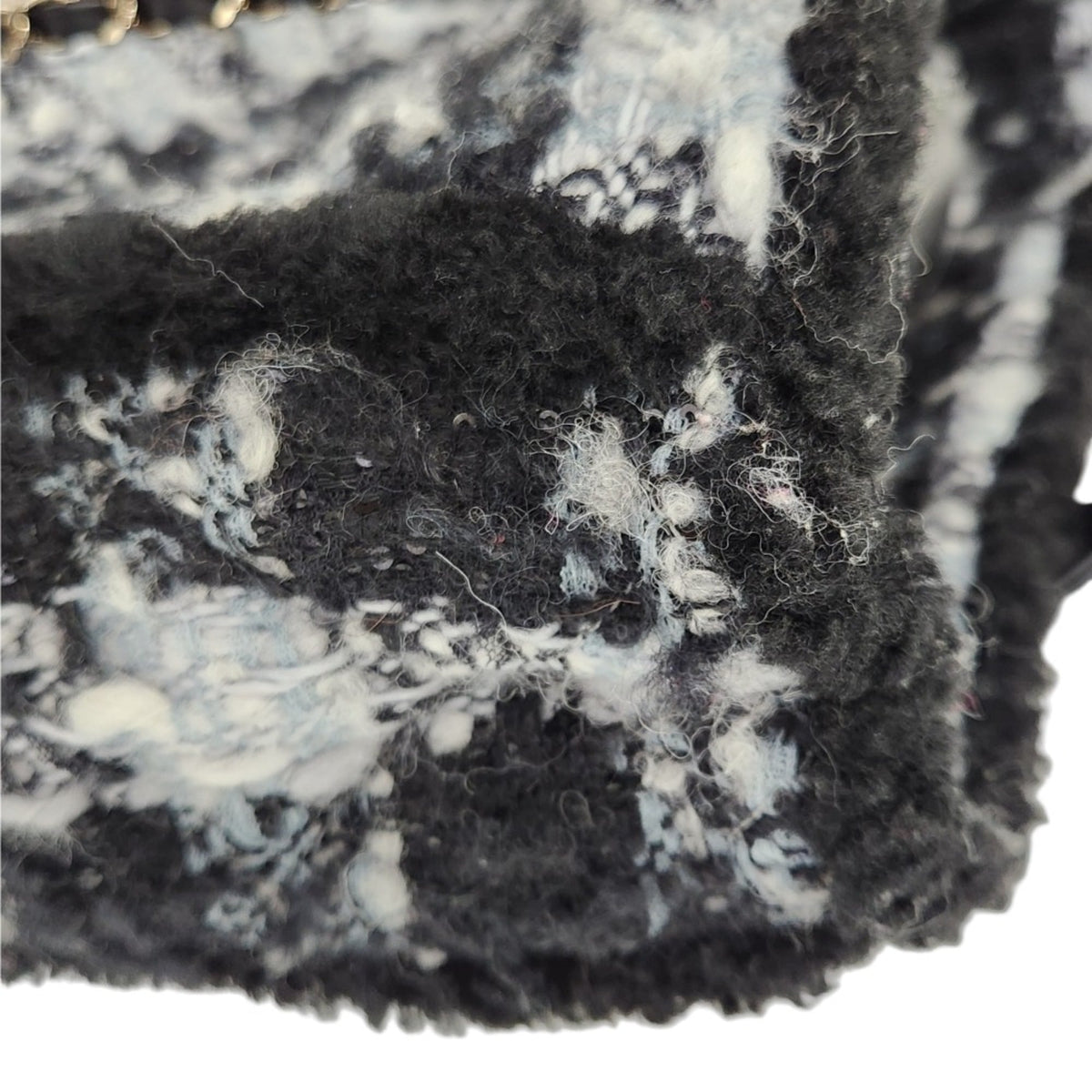 Chanel Blue White Tweed Leather Tote Bag (Pre-Owned)