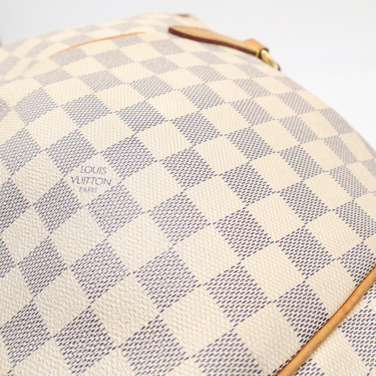 Louis Vuitton Azur Beige Brown Leather Coated Canvas Handbag (Pre-Owned)