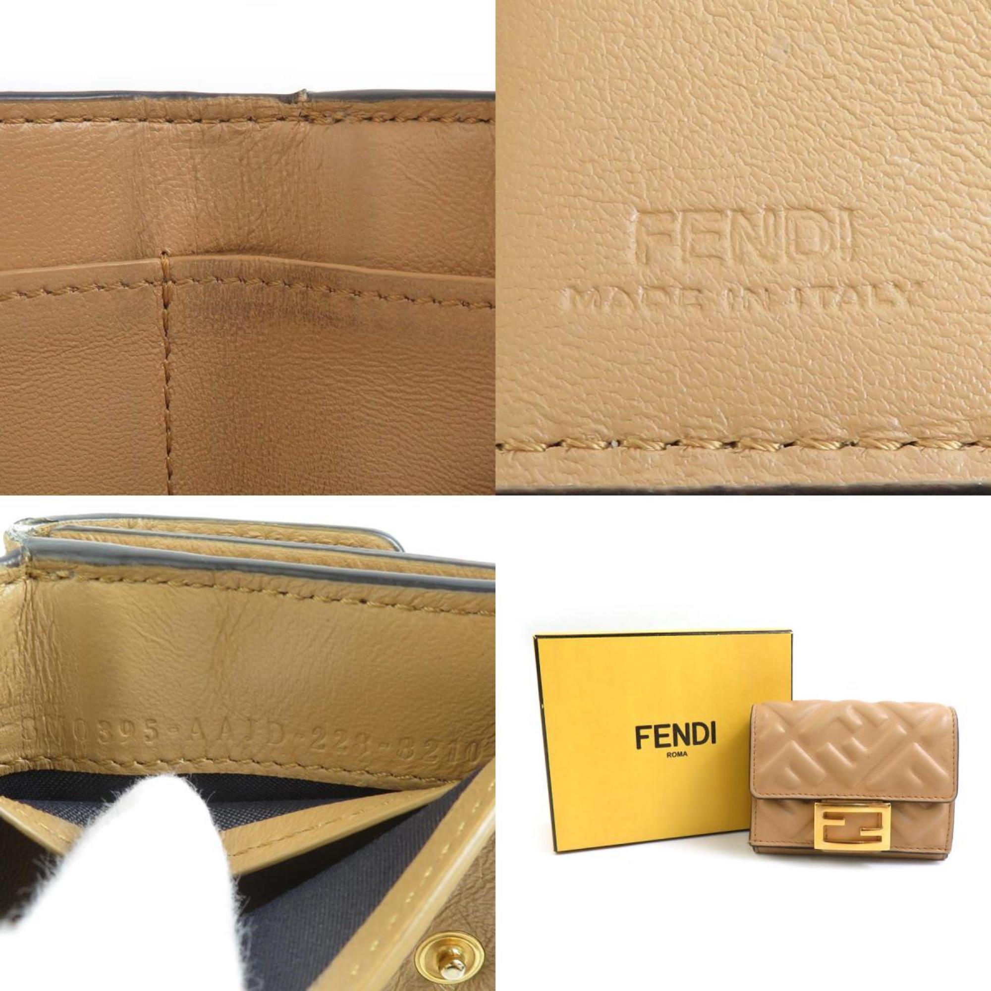 Fendi Beige Leather Wallet (Tri-Fold) (Pre-Owned)