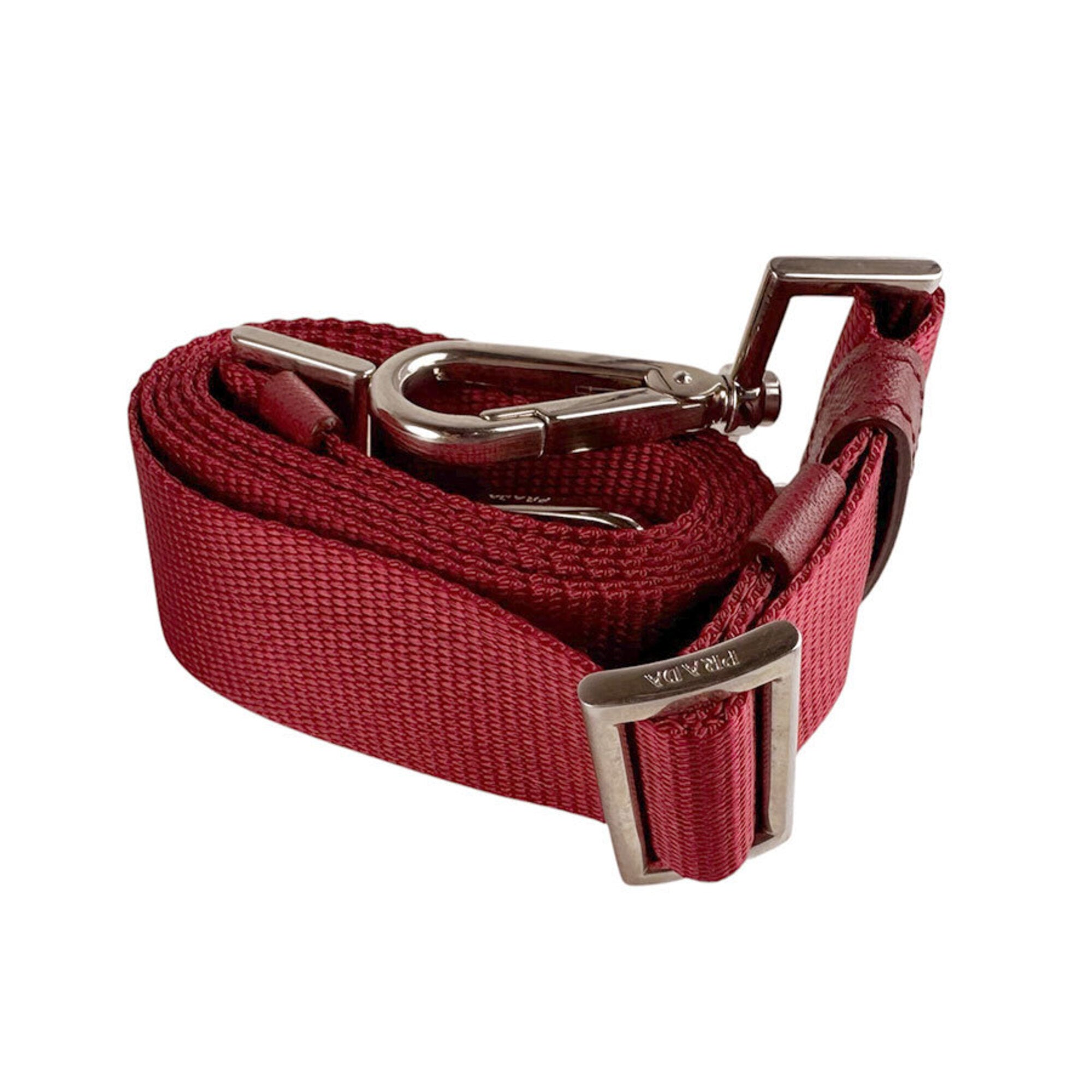 Prada Red Color Nylon Handbag Shoulder Bag (Pre-Owned)