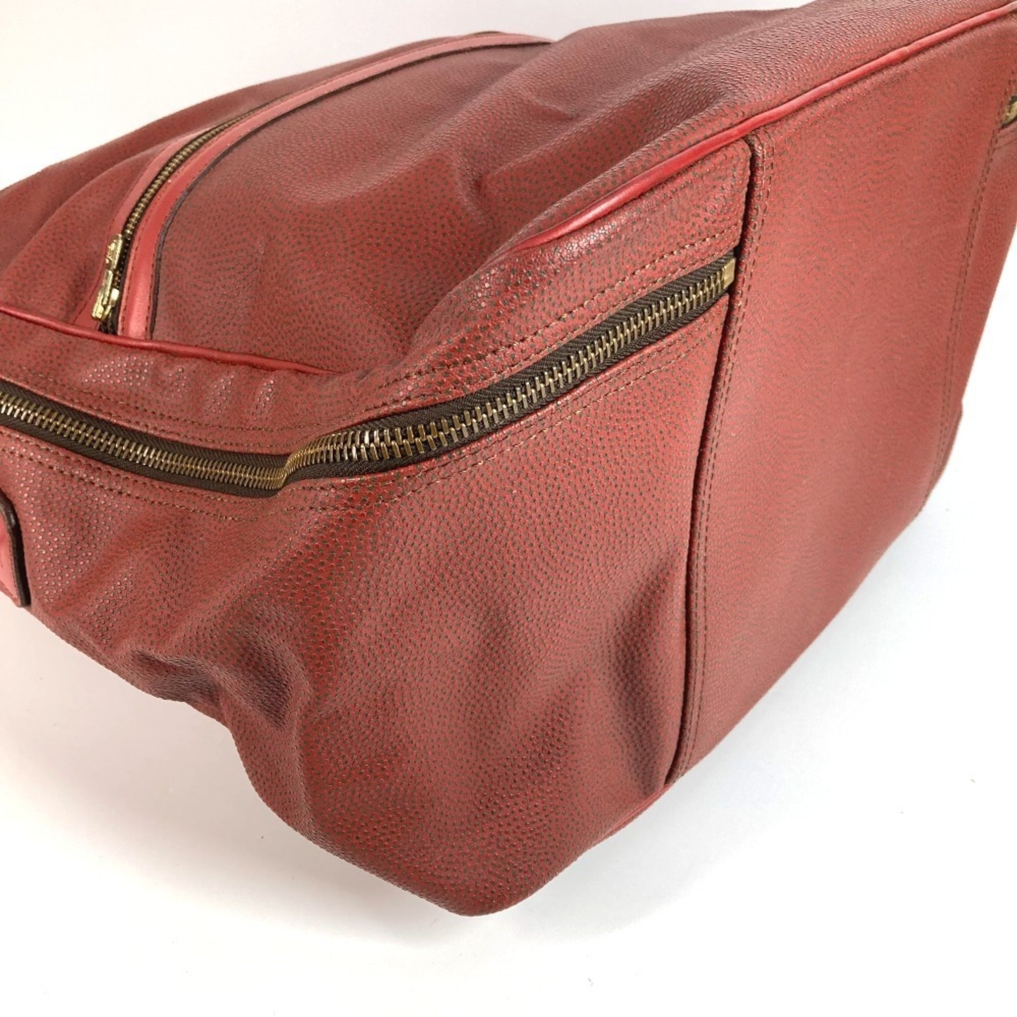 Louis Vuitton Red Color Leather Boston Bag Handbag Shoulder Bag (Pre-Owned)
