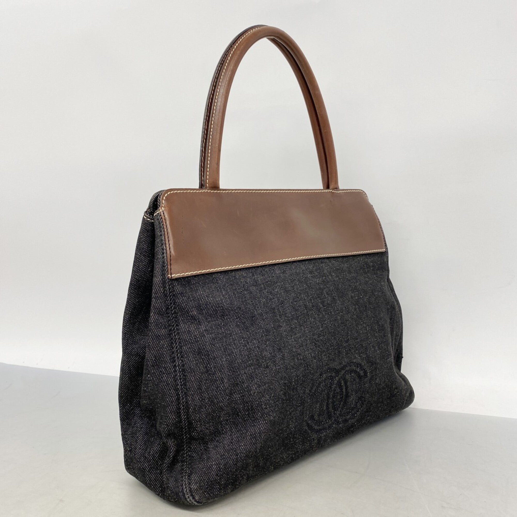 Chanel Black Brown Denim Tote Bag (Pre-Owned)
