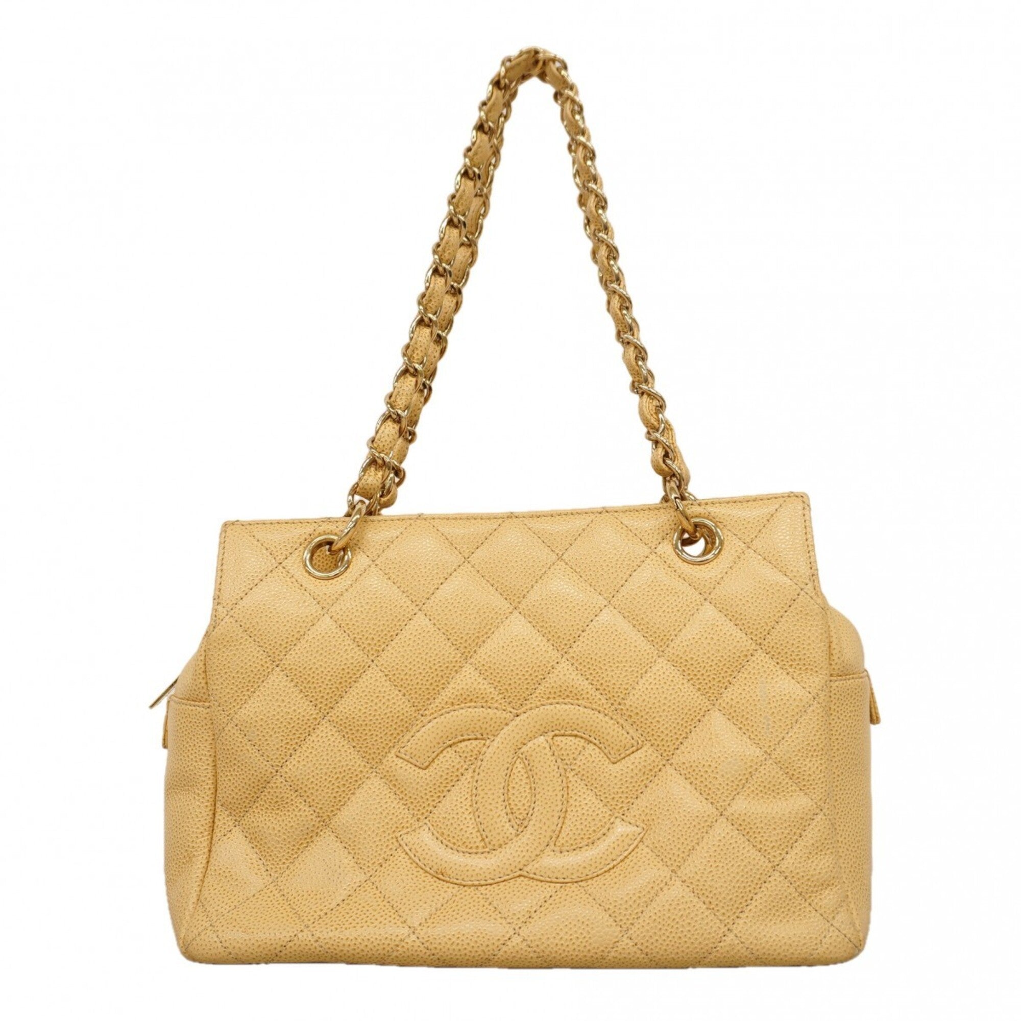 Chanel Beige Grained Calfskin Tote Bag (Pre-Owned)