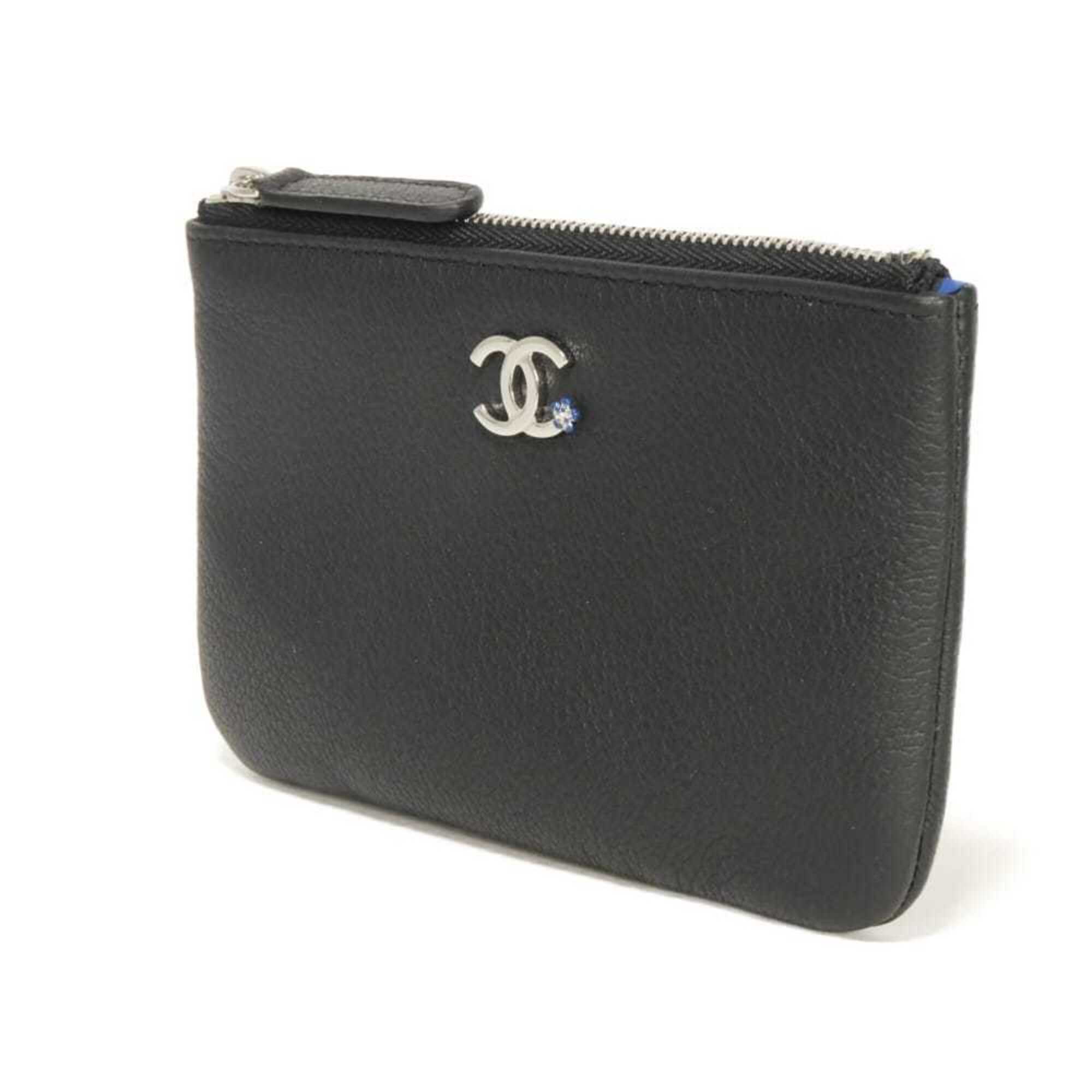 Chanel Black Leather Coin Purse/Coin Case (Pre-Owned)
