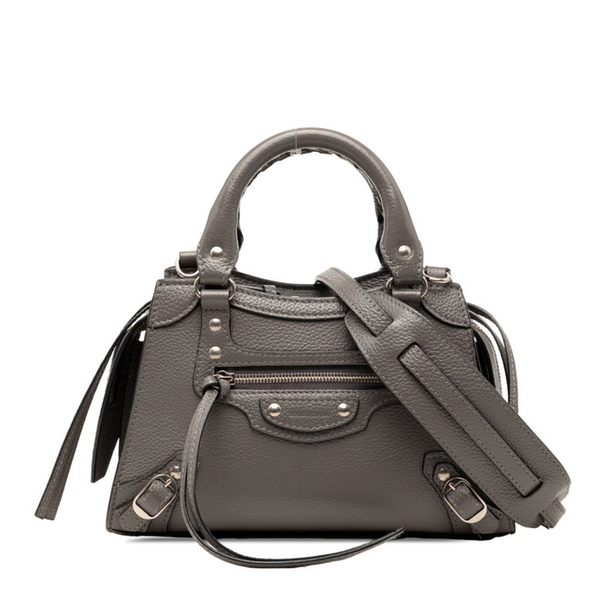 Balenciaga Gray Leather Handbag Shoulder Bag (Pre-Owned)
