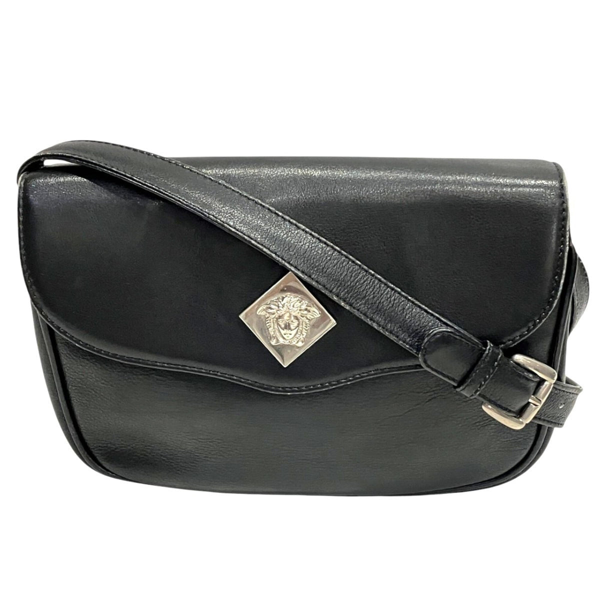 Versace Black Leather Shoulder Bag (Pre-Owned)