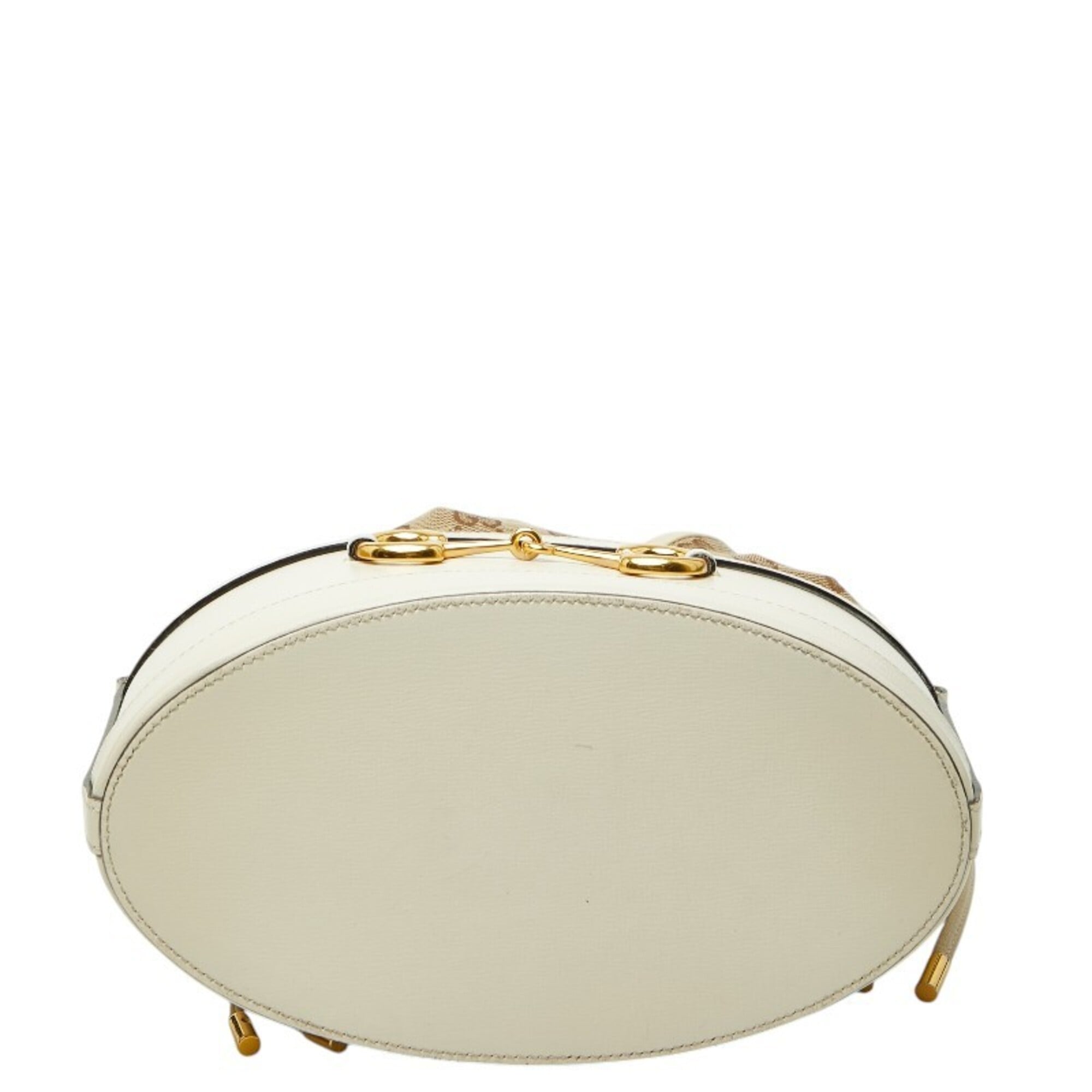 Gucci Beige Leather Canvas Shoulder Bag (Pre-Owned)