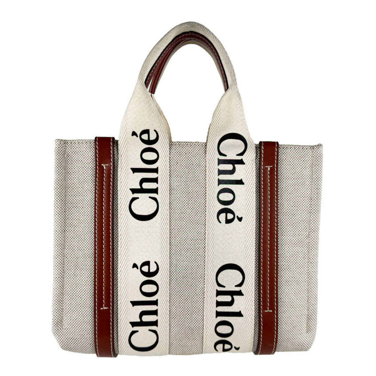 Chloé Brown Canvas Leather Handbag Shoulder Bag (Pre-Owned)