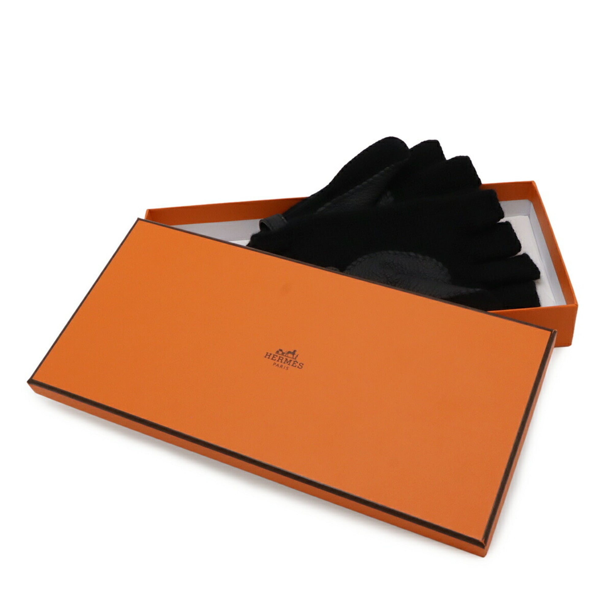 Hermes Sellier Black Cashmere Warm Gloves (Pre-Owned)