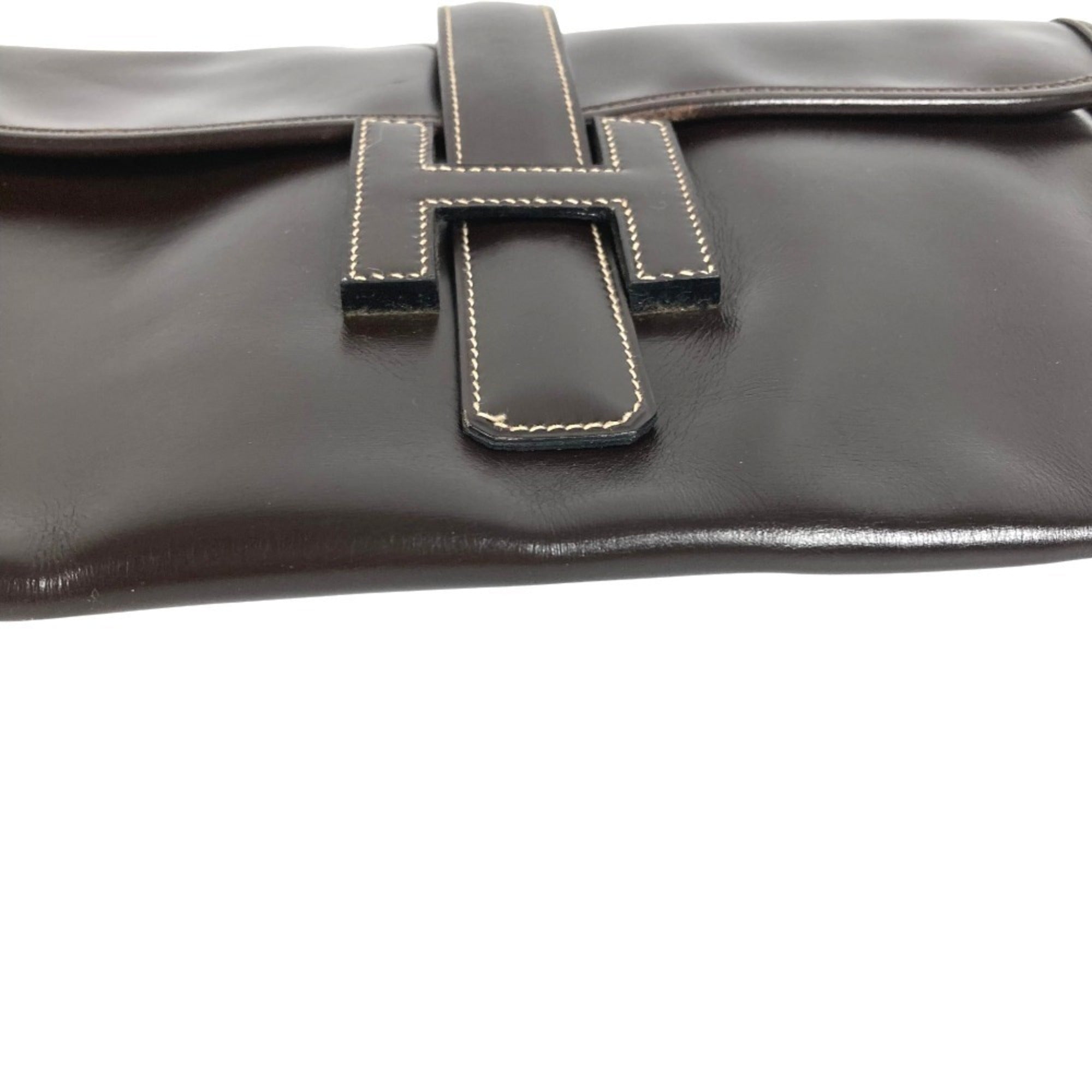 Hermes Dark Brown Leather Clutch Bag (Pre-Owned)
