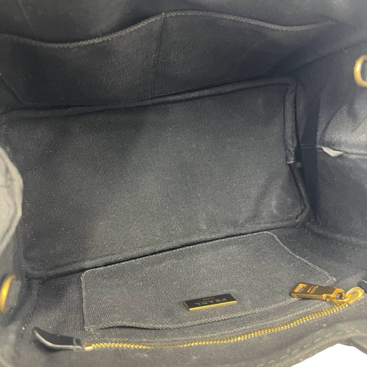 Prada Black Canvas Handbag Shoulder Bag Tote Bag (Pre-Owned)
