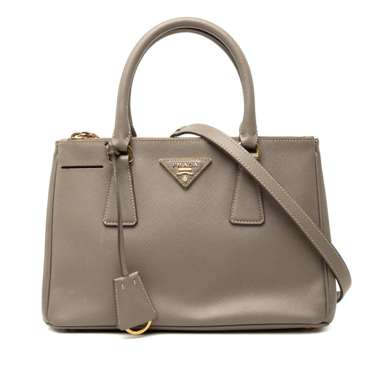 Prada Beige Leather Handbag Shoulder Bag (Pre-Owned)