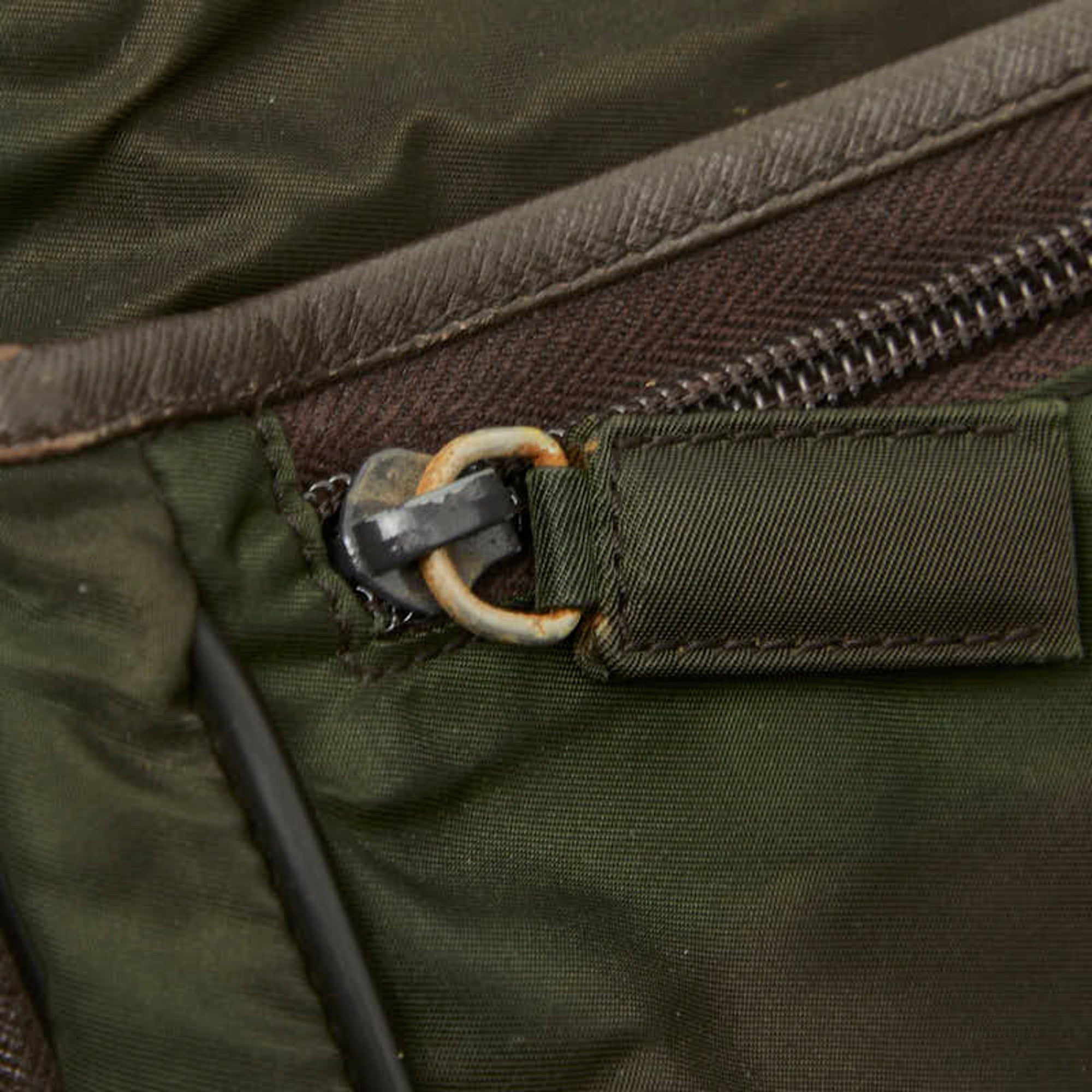 Prada Brown Green Khaki Nylon Leather Messenger Bag Shoulder Bag (Pre-Owned)