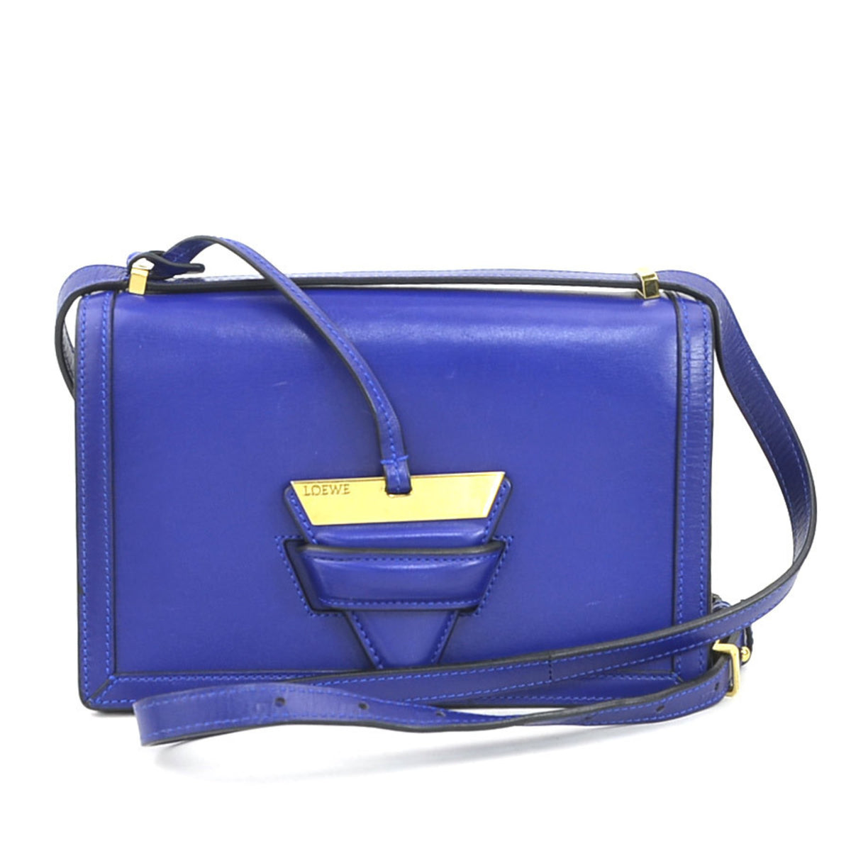 Loewe Barcelona Blue Leather Shoulder Bag (Pre-Owned)