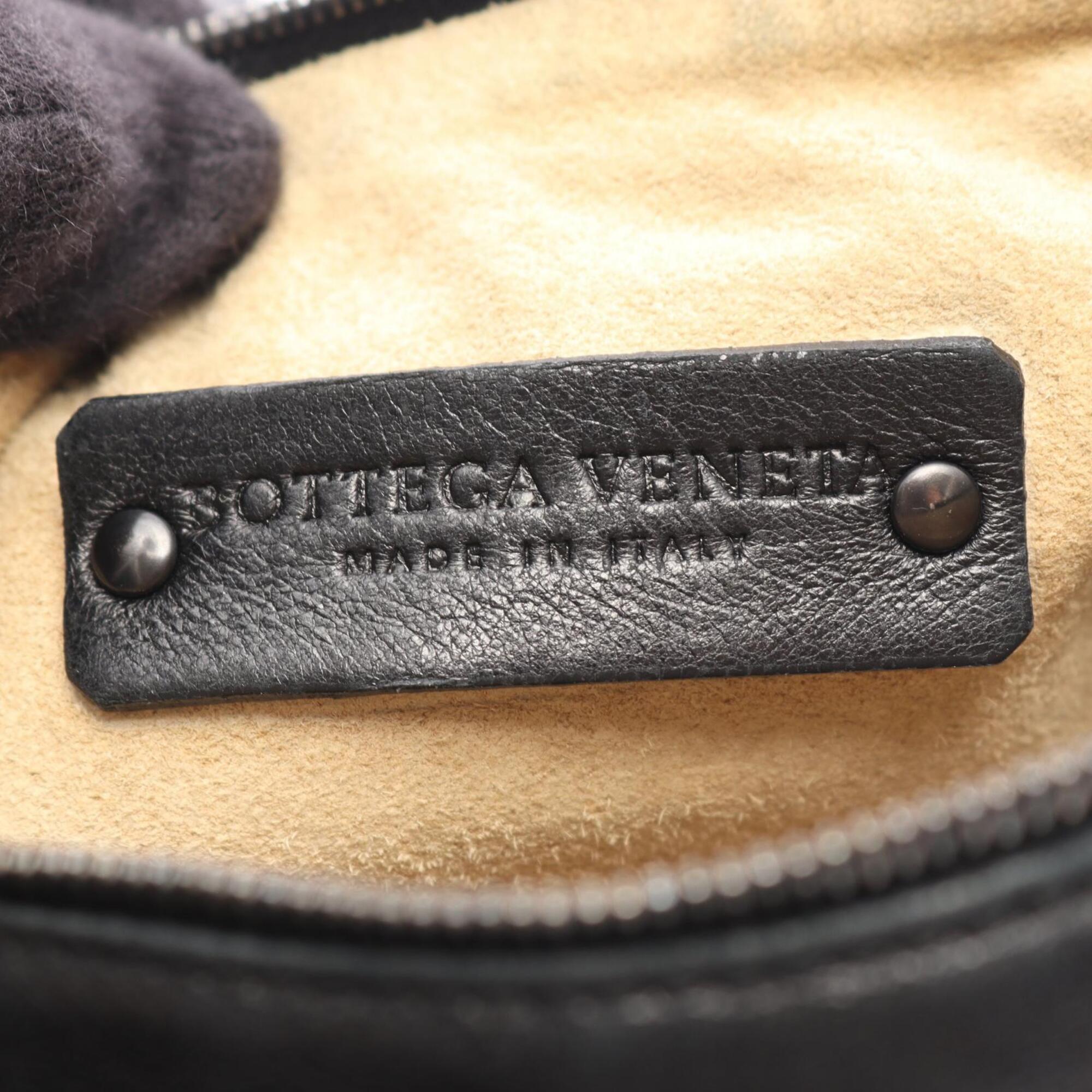 Bottega Veneta Intrecciato Black Gray Intrecciato Handbag Shoulder Bag (Pre-Owned)