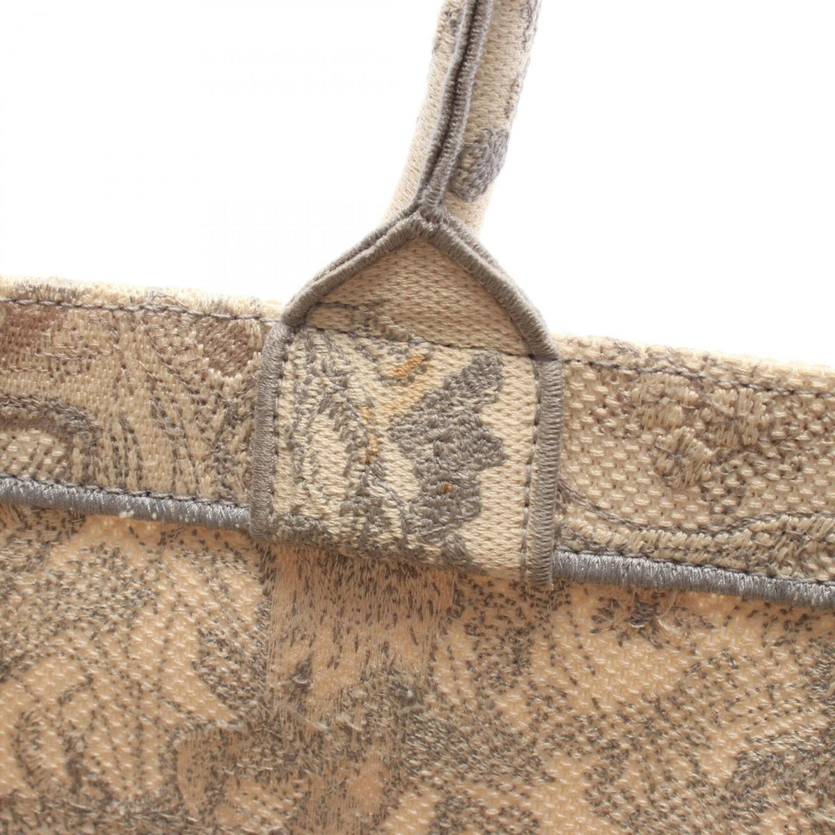 Christian Dior Gray Ivory Canvas Handbag Tote Bag (Pre-Owned)