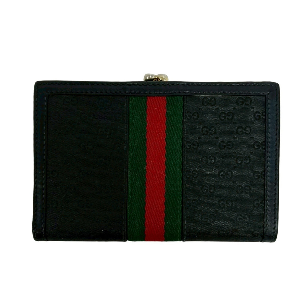 Gucci Black Green Red Color Pvc Leather Wallet (Bi-Fold) (Pre-Owned)