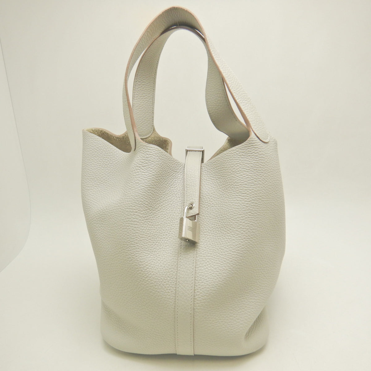 Hermes Pearl White White Taurillon Clemence Leather Handbag (Pre-Owned)