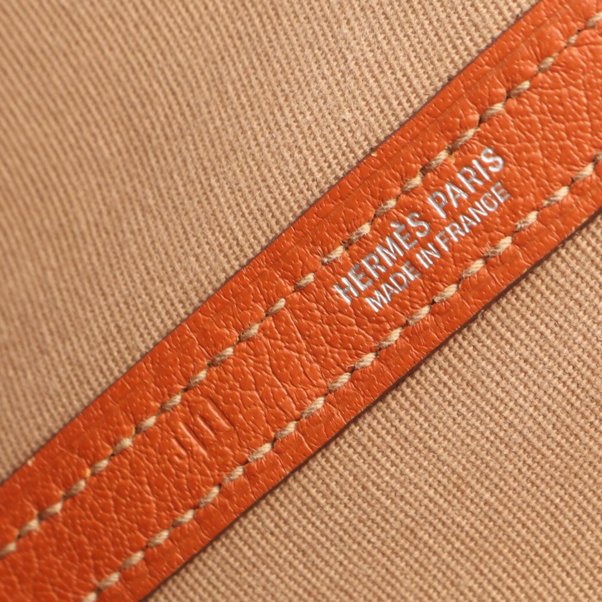 Hermes Brown Potiron Buffalo Leather Toile Officier Handbag Tote Bag (Pre-Owned)