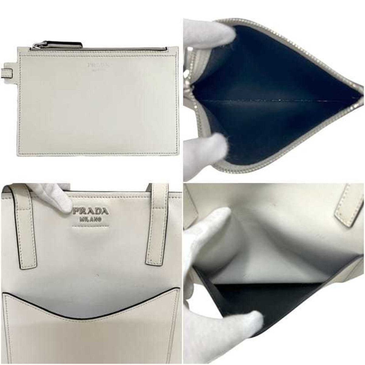 Prada White Leather Tote Bag (Pre-Owned)