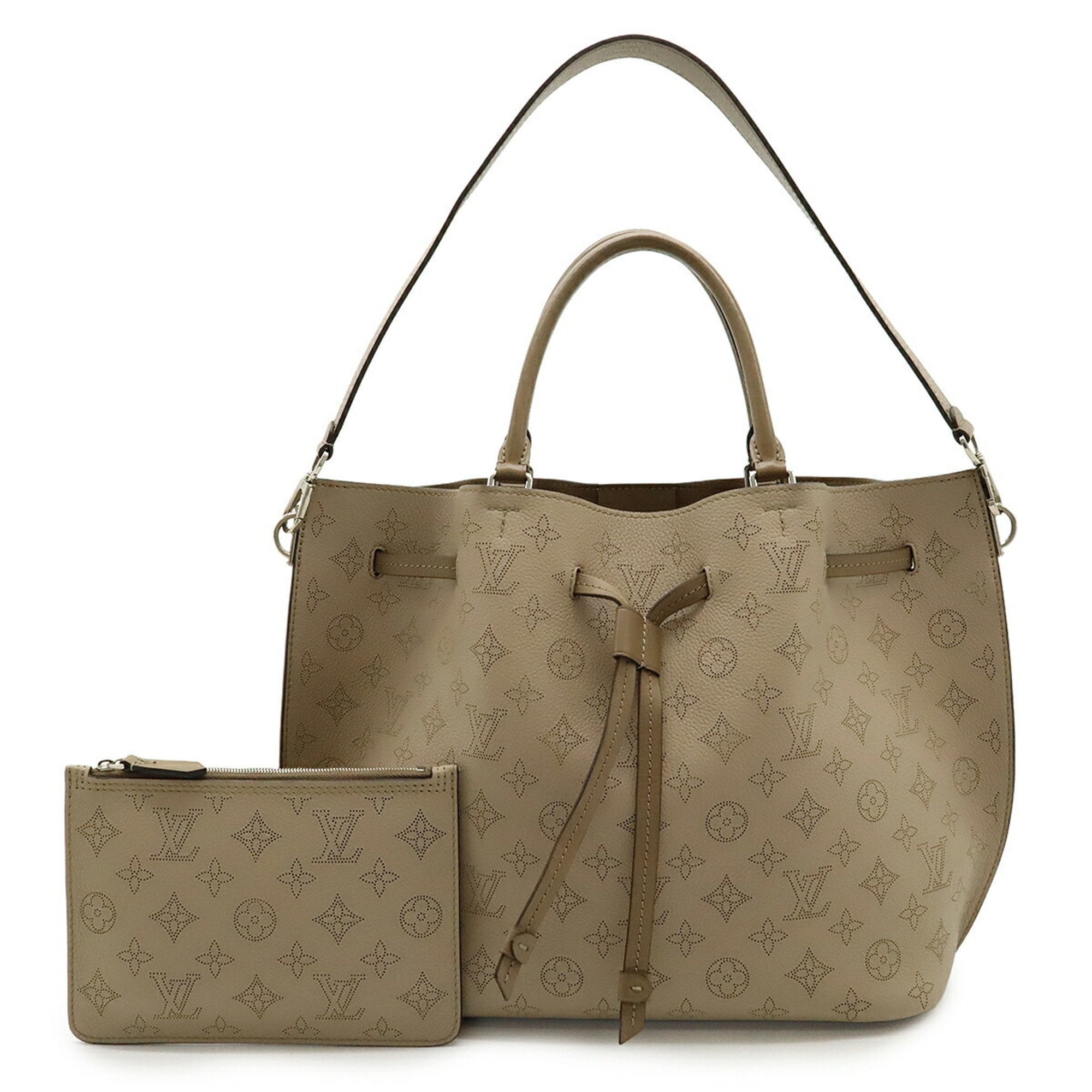 Louis Vuitton Galle Grayish Mahina Leather Handbag Shoulder Bag Tote Bag (Pre-Owned)