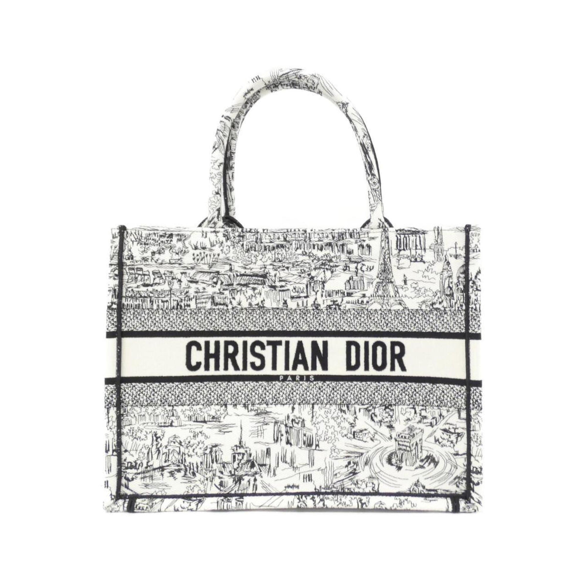 Christian Dior Black White Canvas Handbag (Pre-Owned)