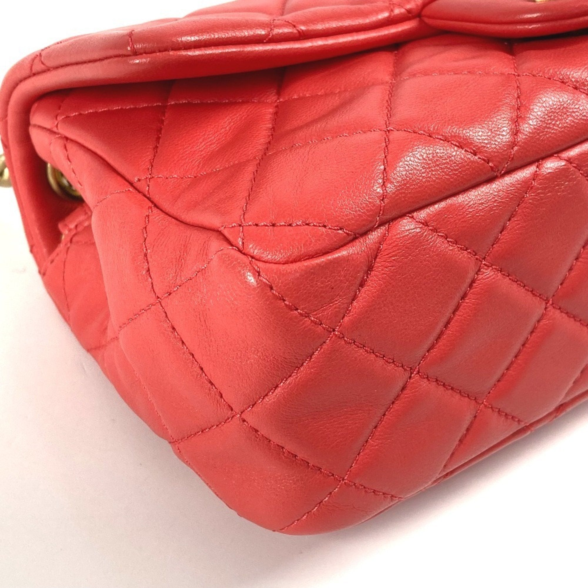 Chanel Matelasse Pink Red Color Leather Shoulder Bag (Pre-Owned)