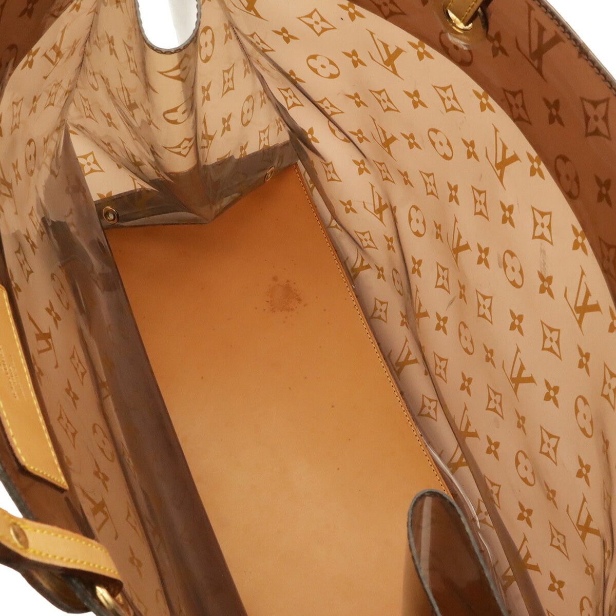Louis Vuitton Brown Clear Leather Vinyl Beach Bag Handbag Pouch Shoulder Bag Tote Bag (Pre-Owned)