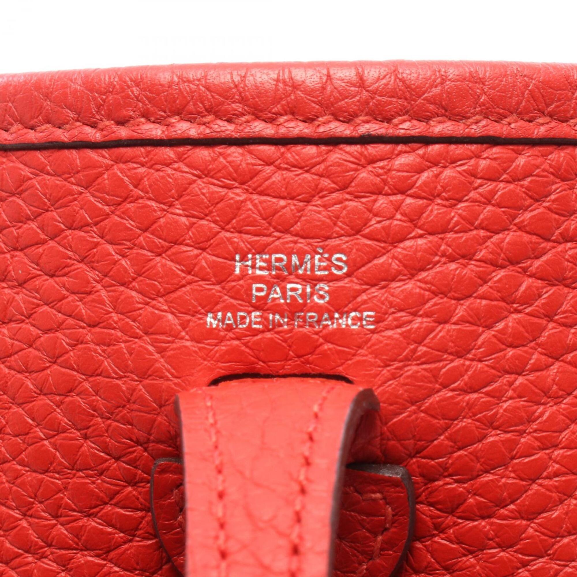 Hermes Red Color Taurillon Clemence Leather Shoulder Bag (Pre-Owned)