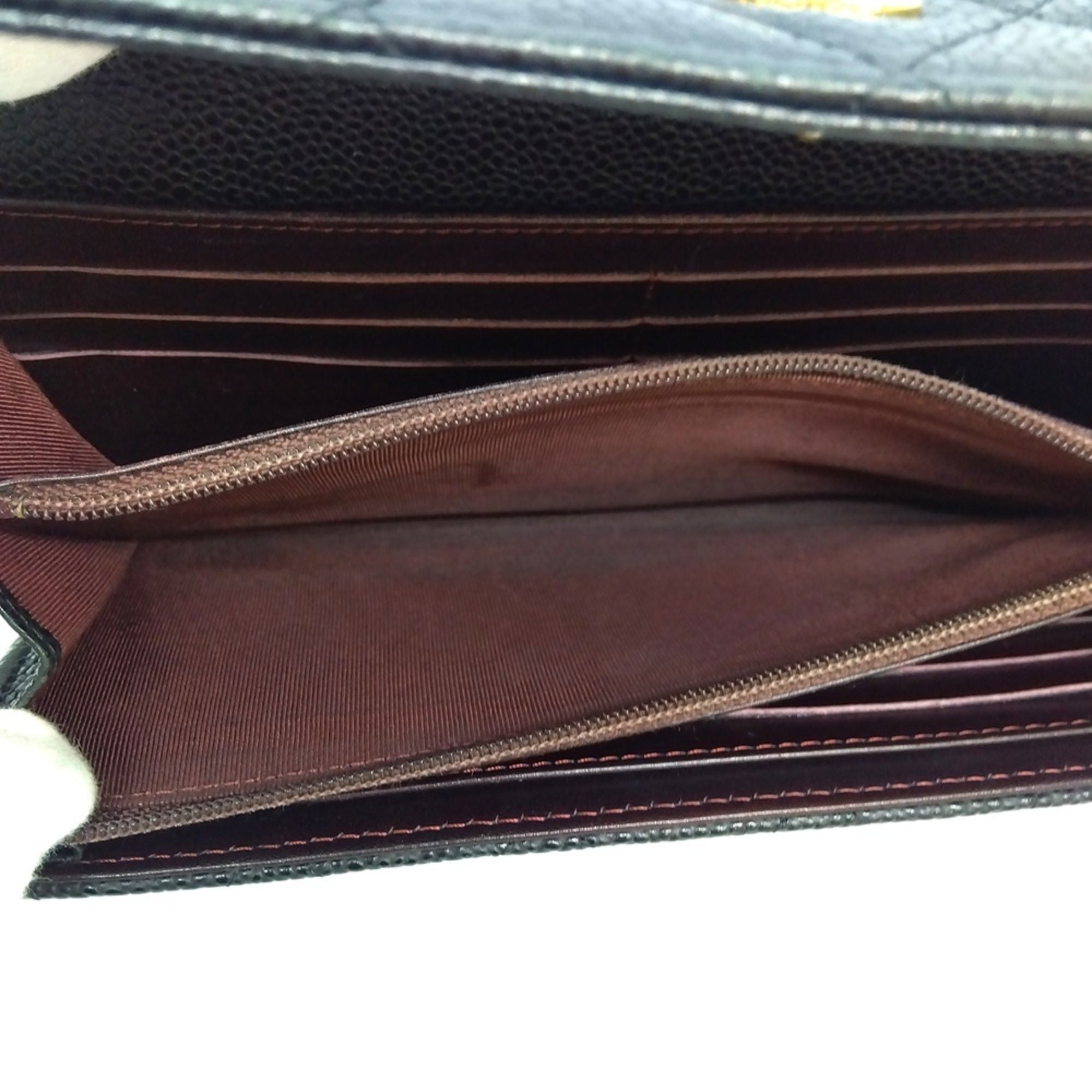 Chanel Black Grained Calfskin Long Wallet (Bi-Fold) (Pre-Owned)