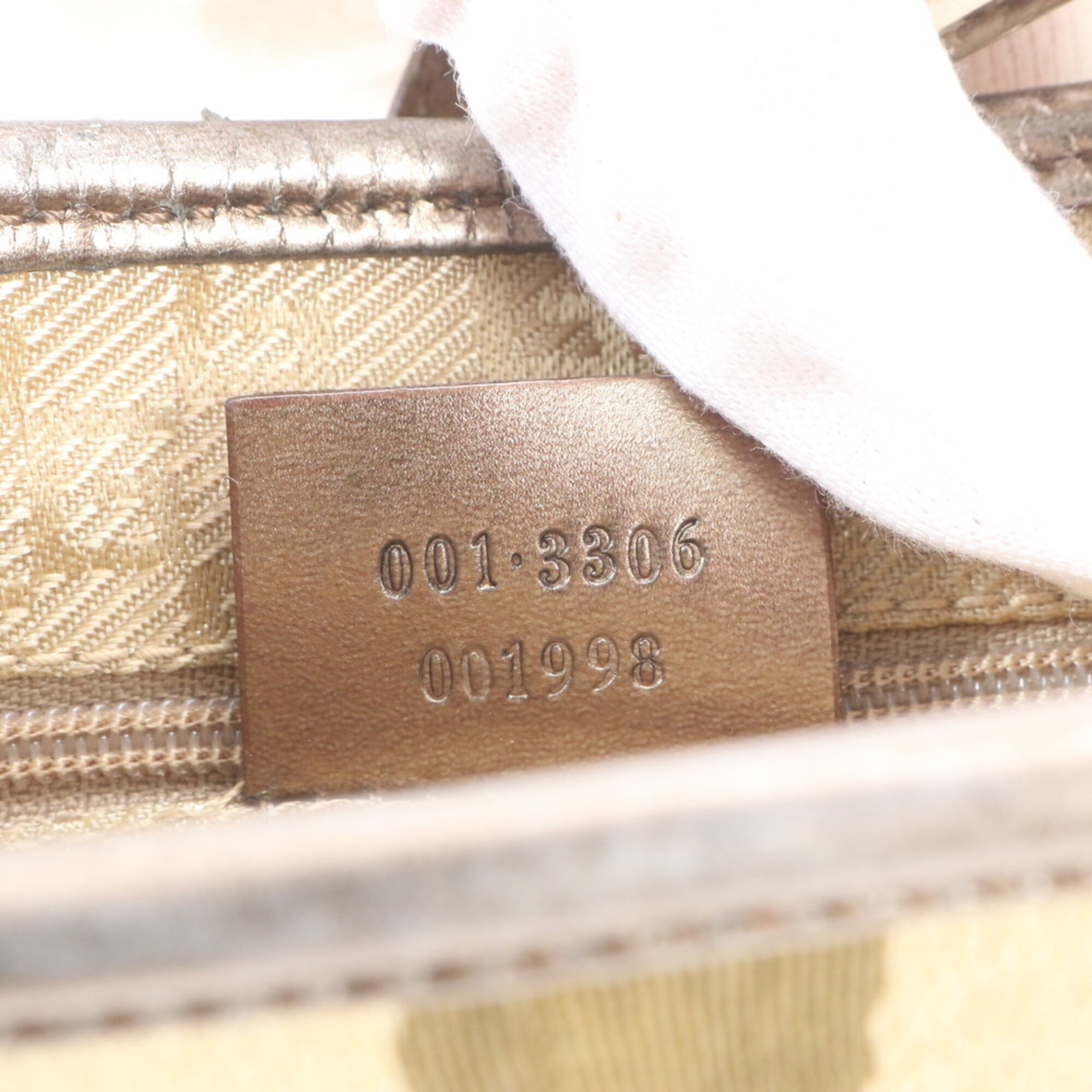 Gucci Brown Gold Leather Canvas Handbag Shoulder Bag (Pre-Owned)