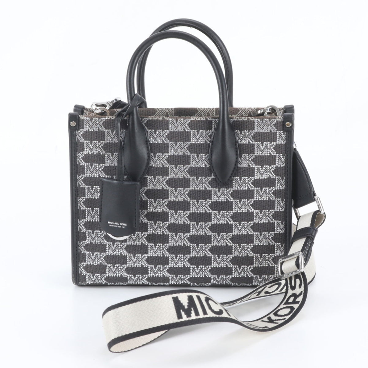 Michael Kors Black Leather Canvas Handbag Shoulder Bag (Pre-Owned)