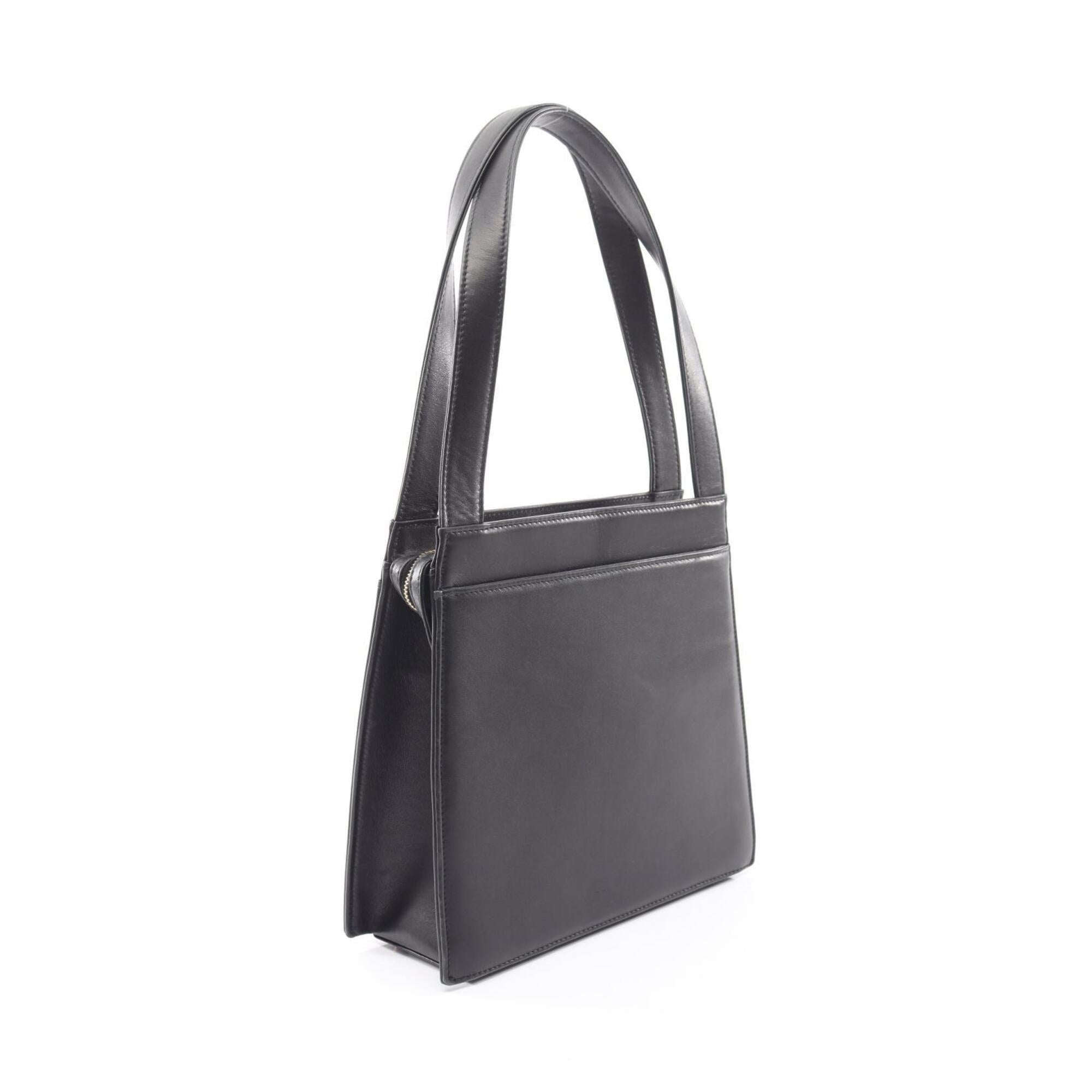 Chanel Black Leather Handbag Shoulder Bag (Pre-Owned)