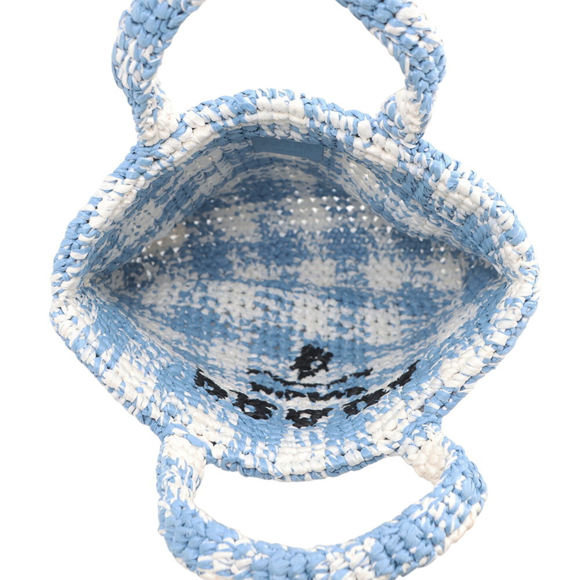 Prada Blue White Raffia Handbag Tote Bag (Pre-Owned)