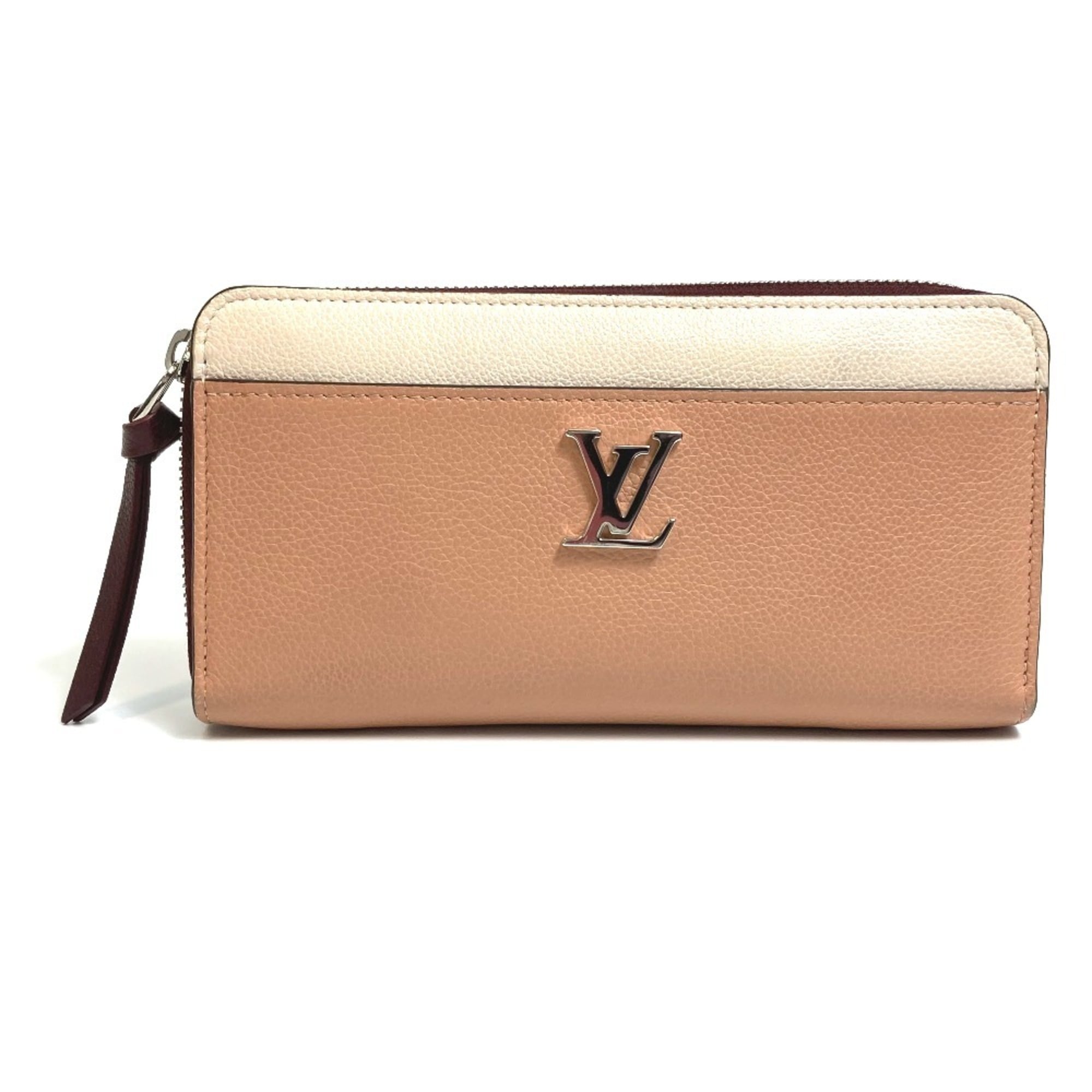 Louis Vuitton Beige Orange Leather Long Wallet (Bi-Fold) (Pre-Owned)