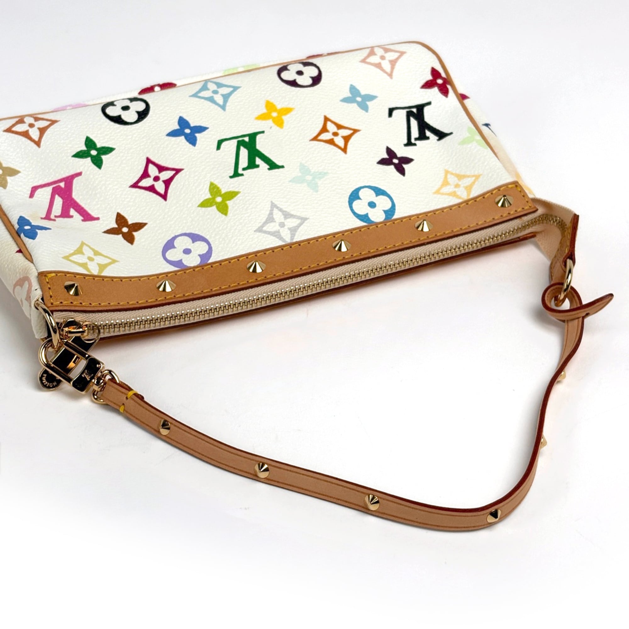 Louis Vuitton Blanc White Monogram Multicolore Pochette Pouch Shoulder Bag (Pre-Owned)