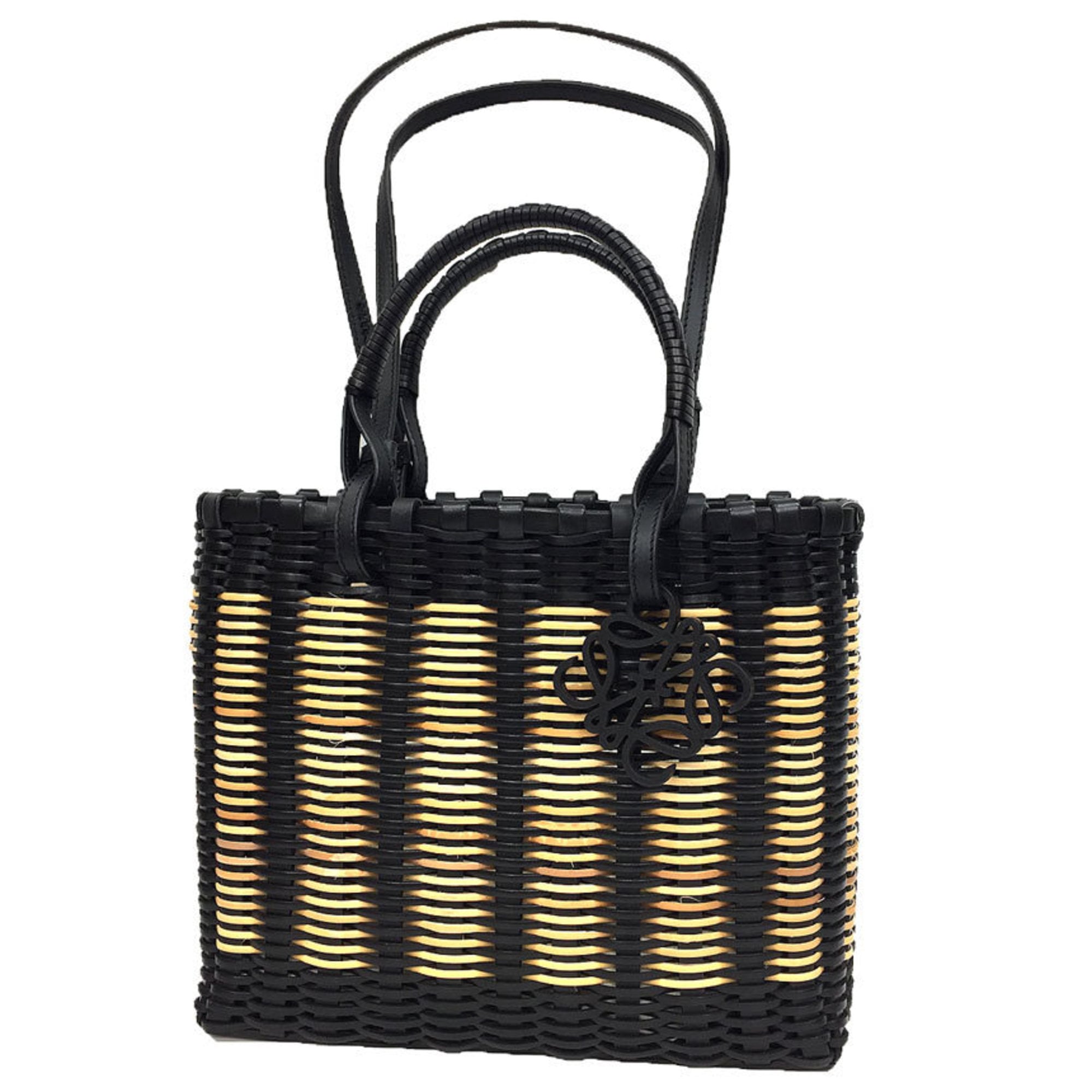 Loewe Black Leather Rattan Tote Bag (Pre-Owned)