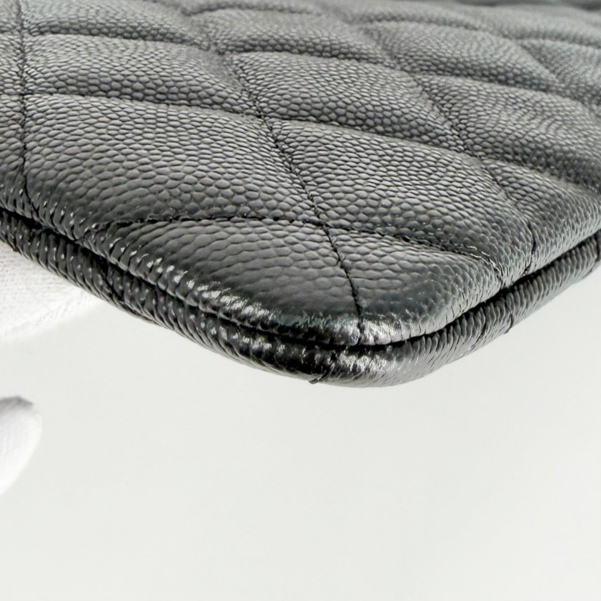 Chanel Black Grained Calfskin Clutch Bag (Pre-Owned)