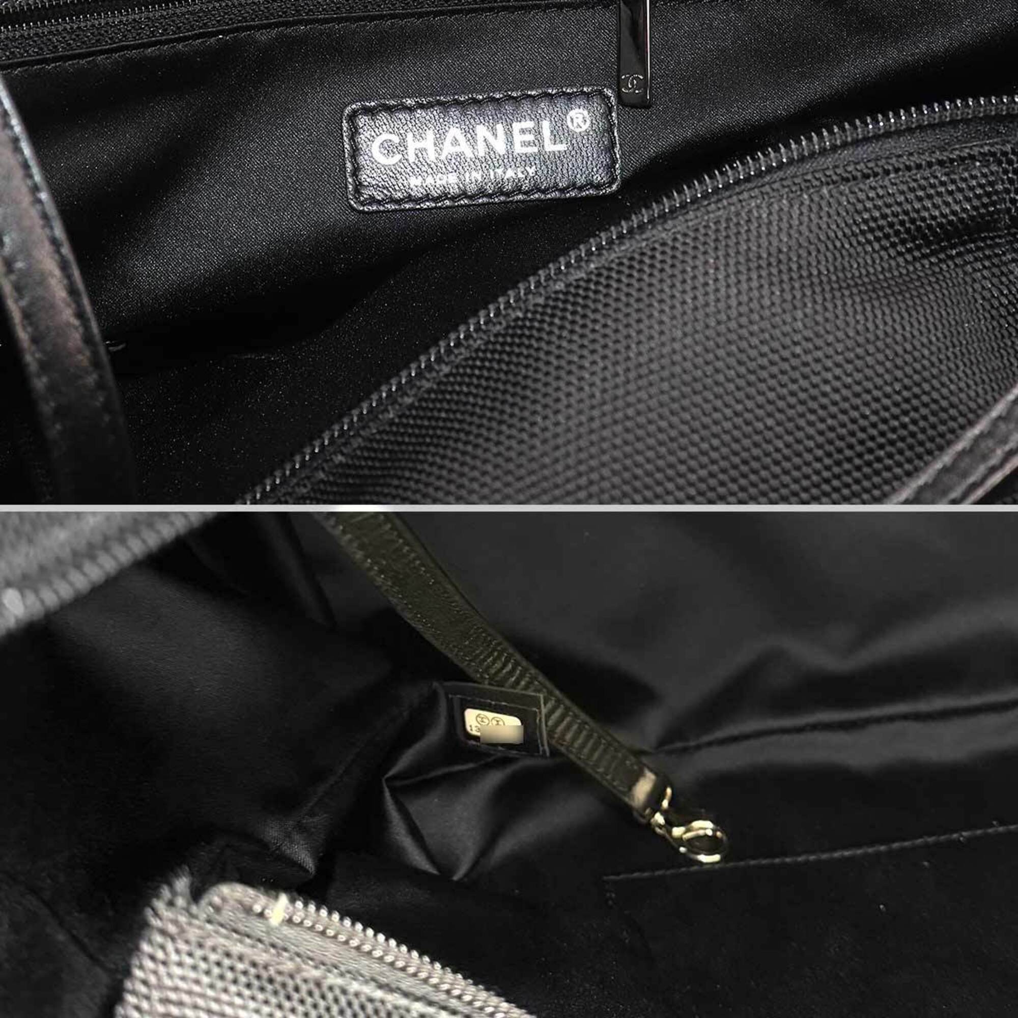 Chanel Black Canvas Handbag Tote Bag (Pre-Owned)