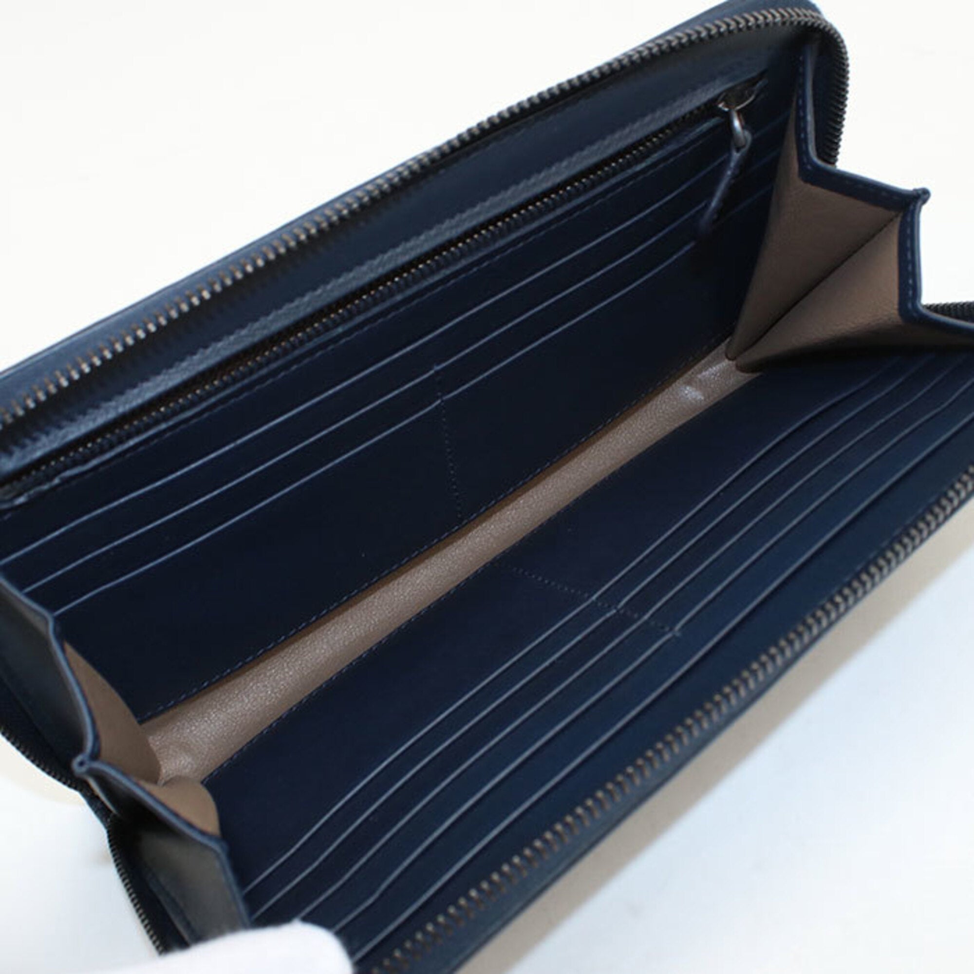 Bottega Veneta Navy Leather Long Wallet (Bi-Fold) (Pre-Owned)