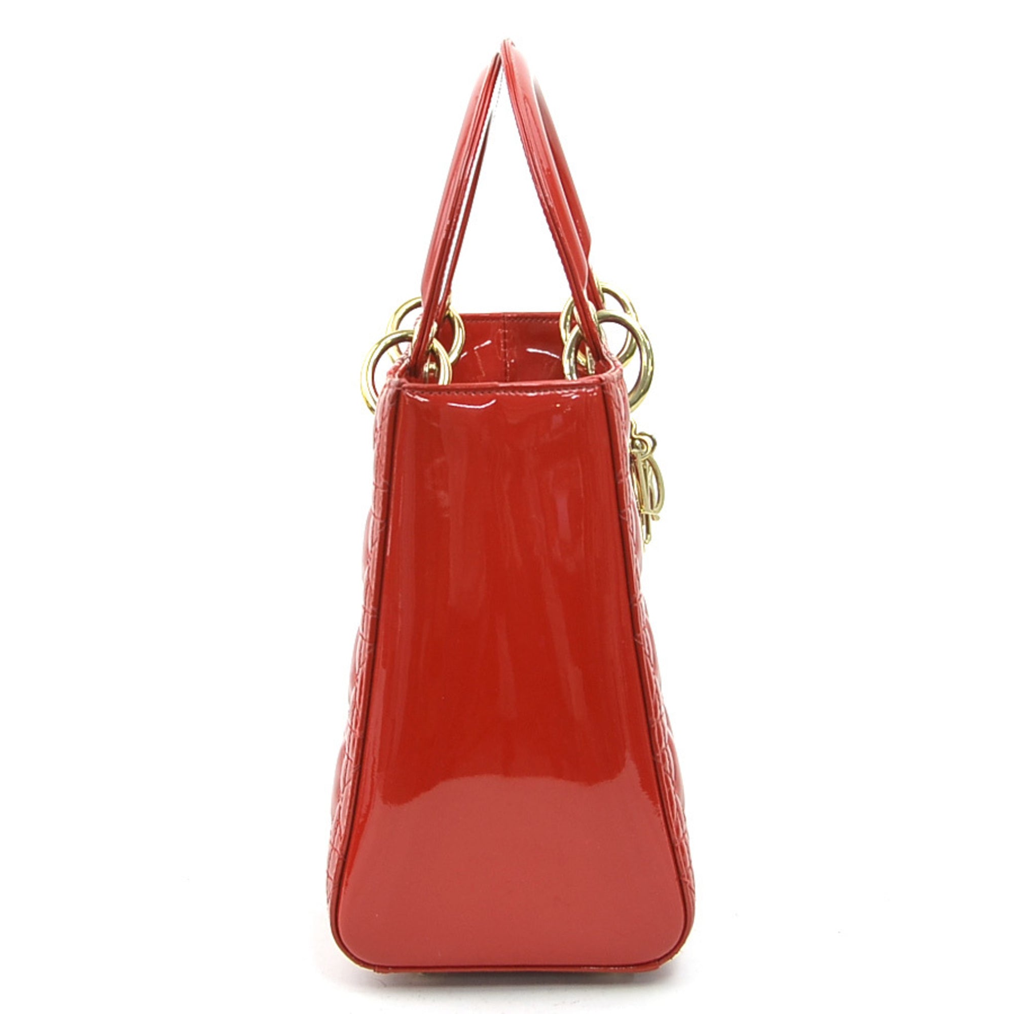 Christian Dior Red Color Patent Leather Handbag Shoulder Bag (Pre-Owned)