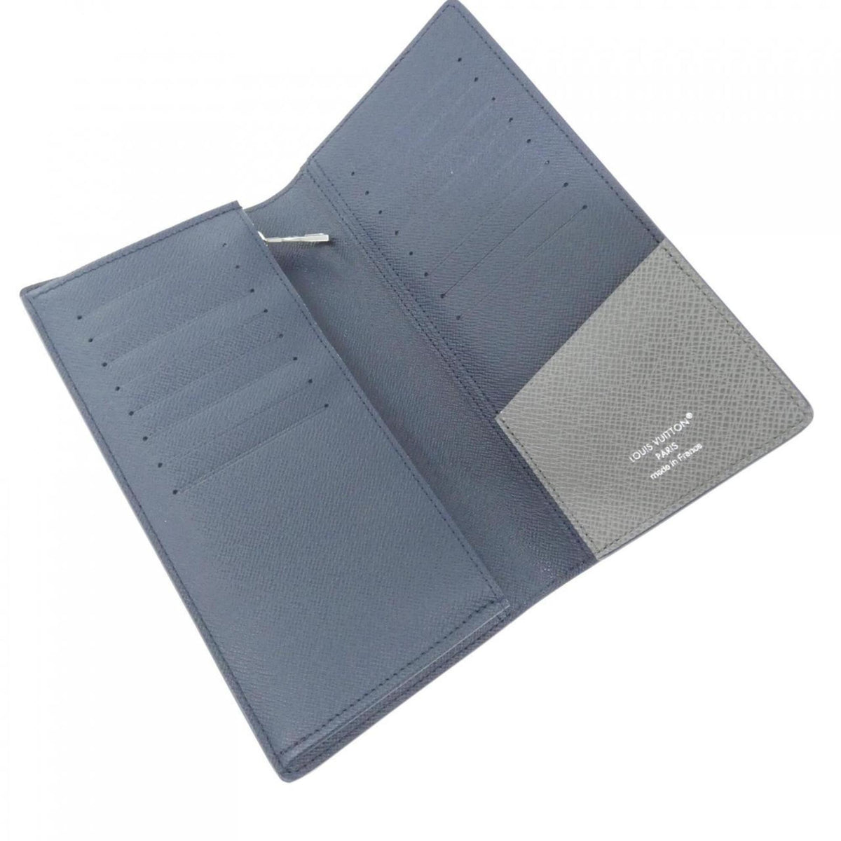 Louis Vuitton Gray Navy Leather Long Wallet (Bi-Fold) (Pre-Owned)