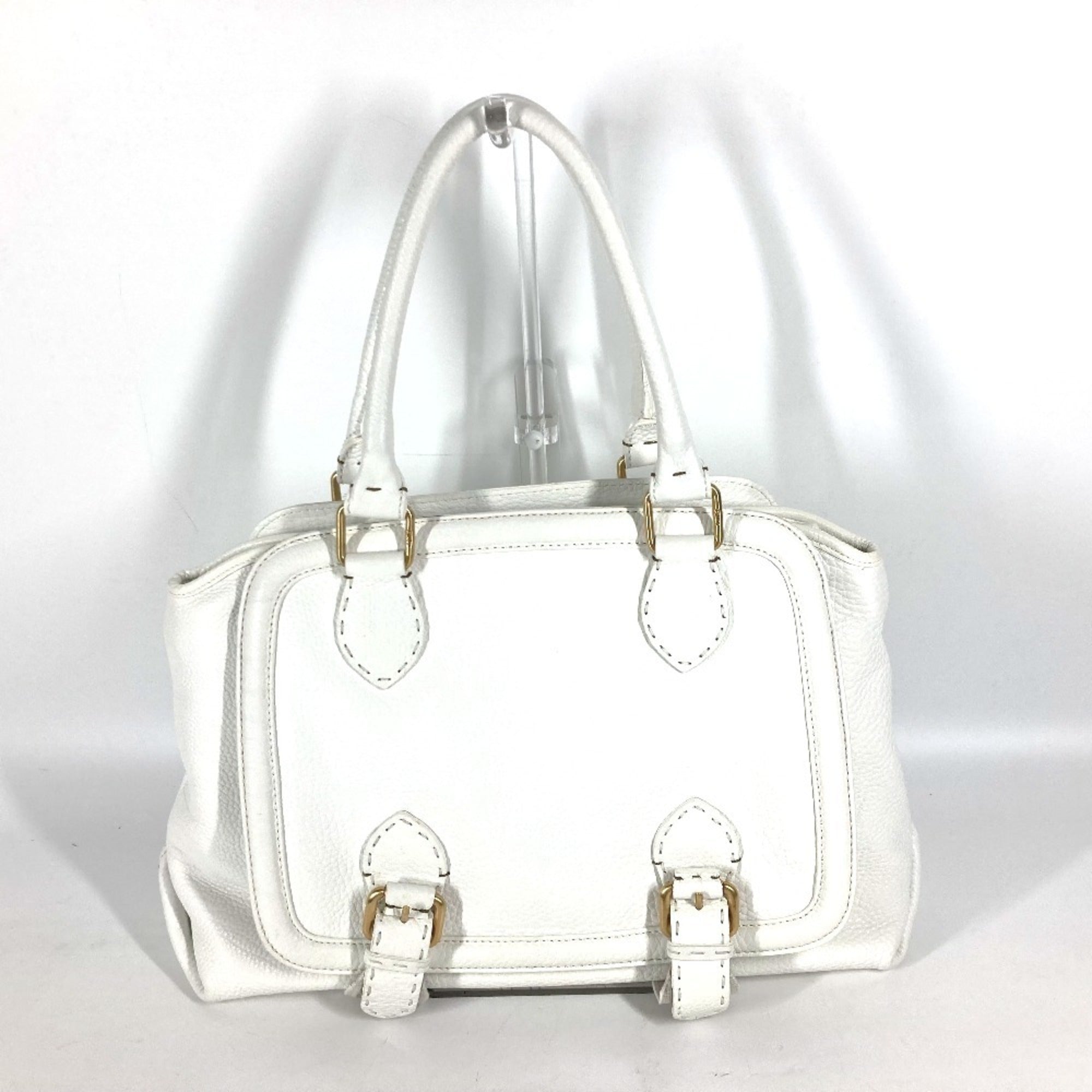 Fendi White Leather Shoulder Bag Tote Bag (Pre-Owned)